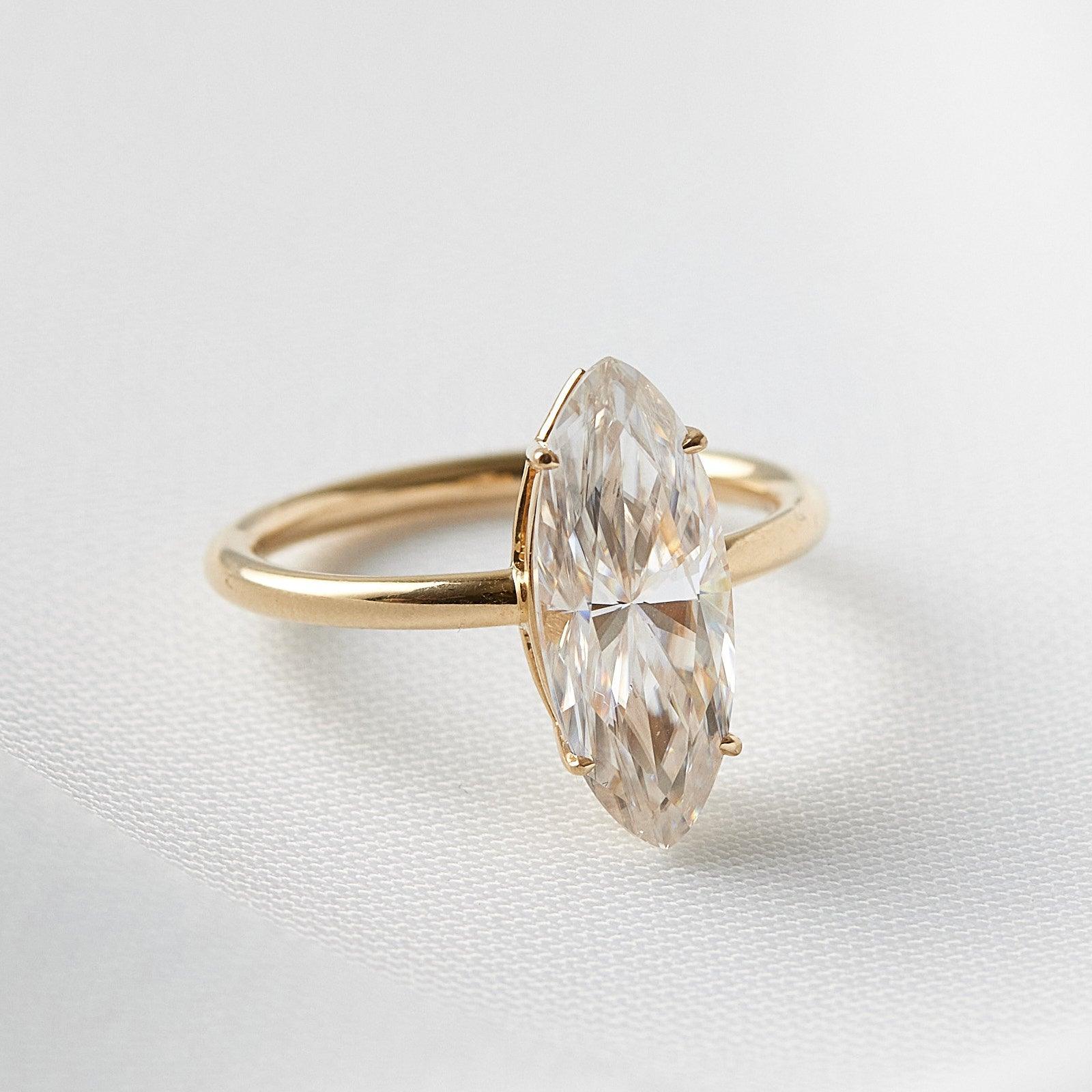 2.50 Carats Marquise Shape Moissanite Solitaire Engagement Ring