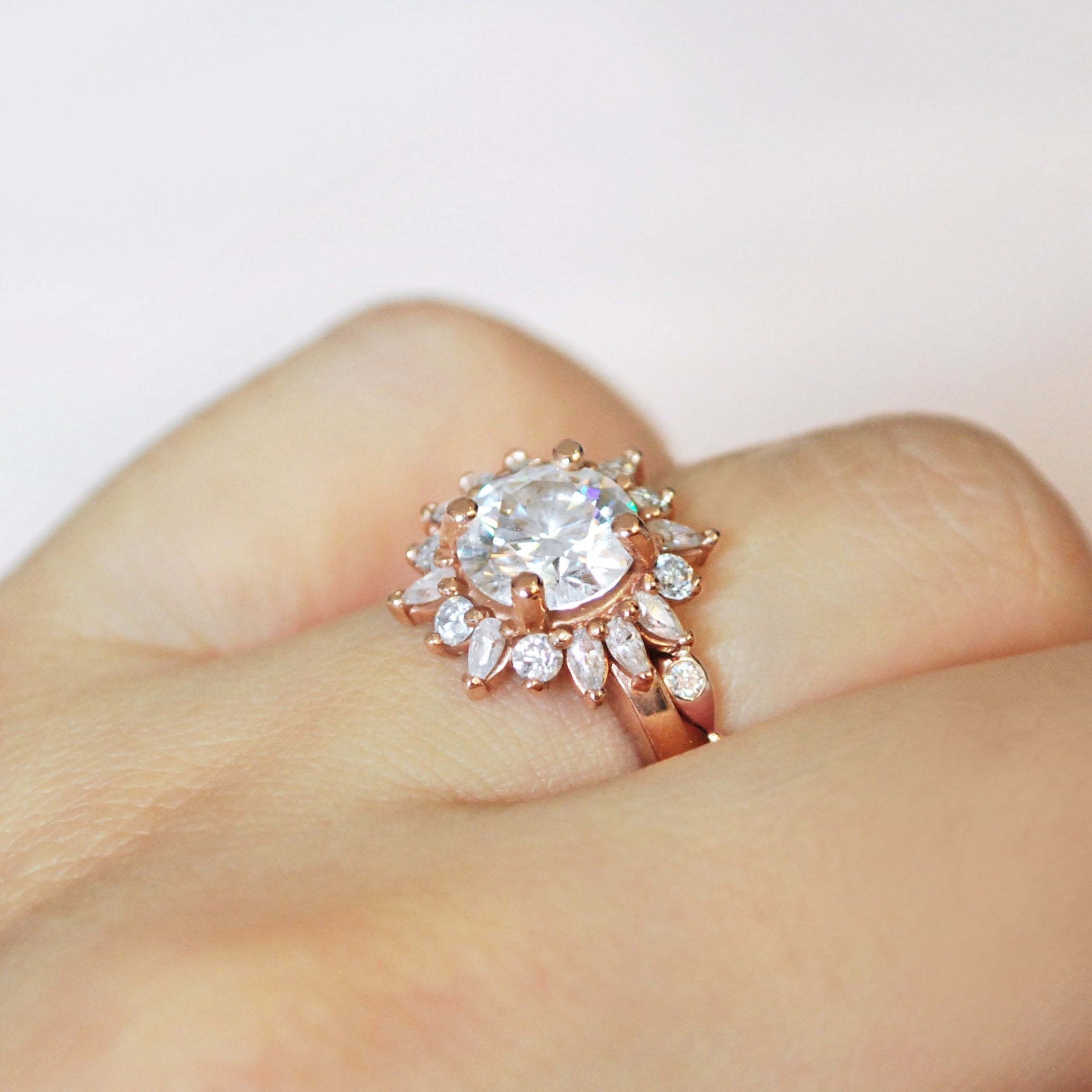 1.50 Carats Round Shape Moissanite Halo Engagement Ring