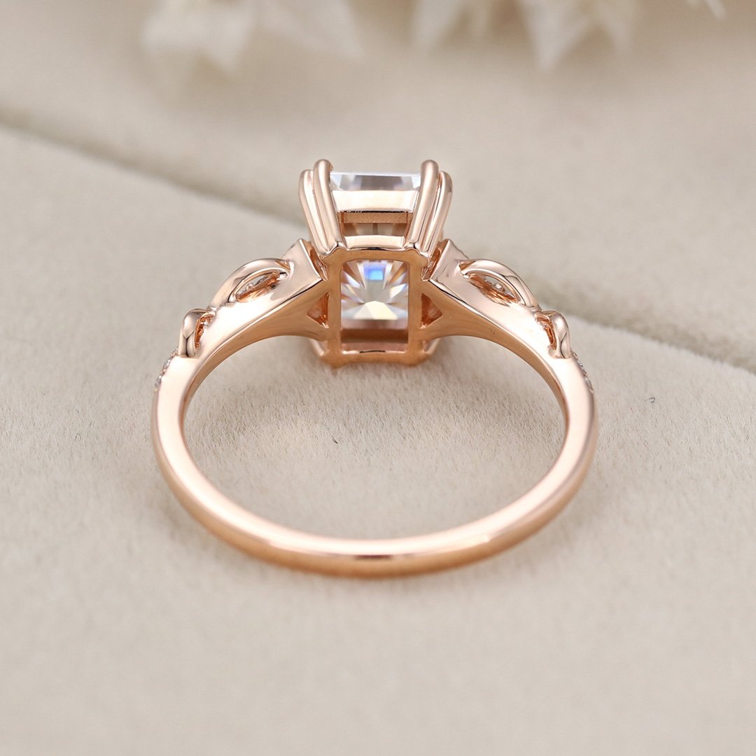 1.80 Carats Radiant Shape Moissanite Vintage Pave Engagement Ring