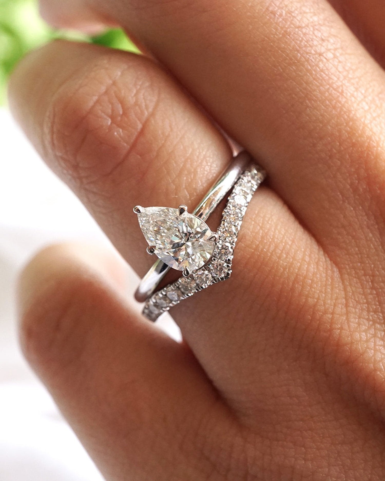 1.50 Carats Pear Shape Moissanite Solitaire Engagement Ring