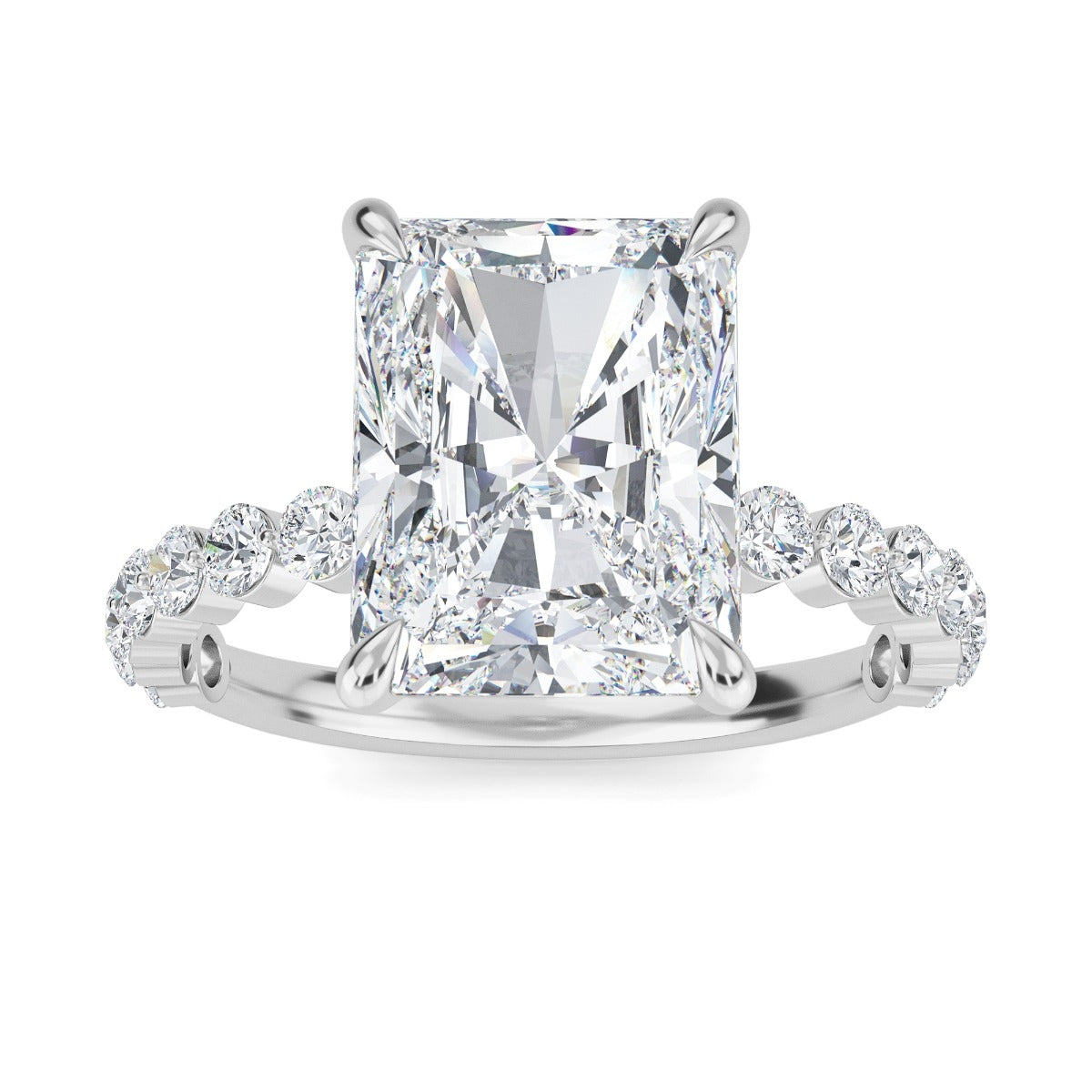 3.0 Carats Radiant Shape Moissanite Pave Engagement Ring