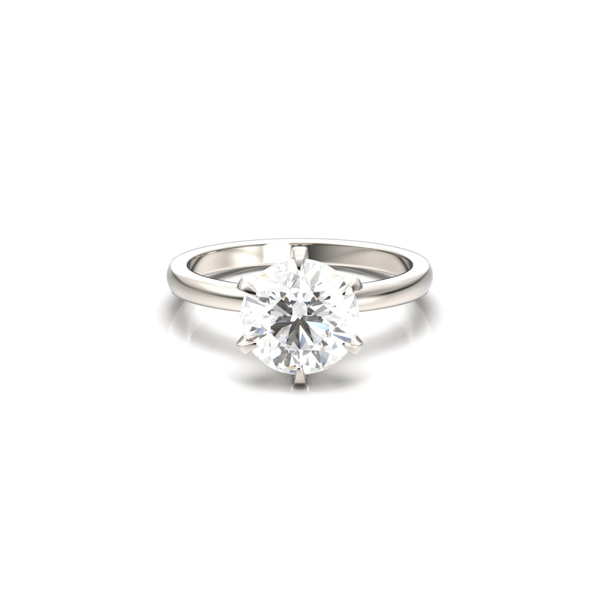 3.0 Carats Round Shape Moissanite Solitaire Engagement Ring