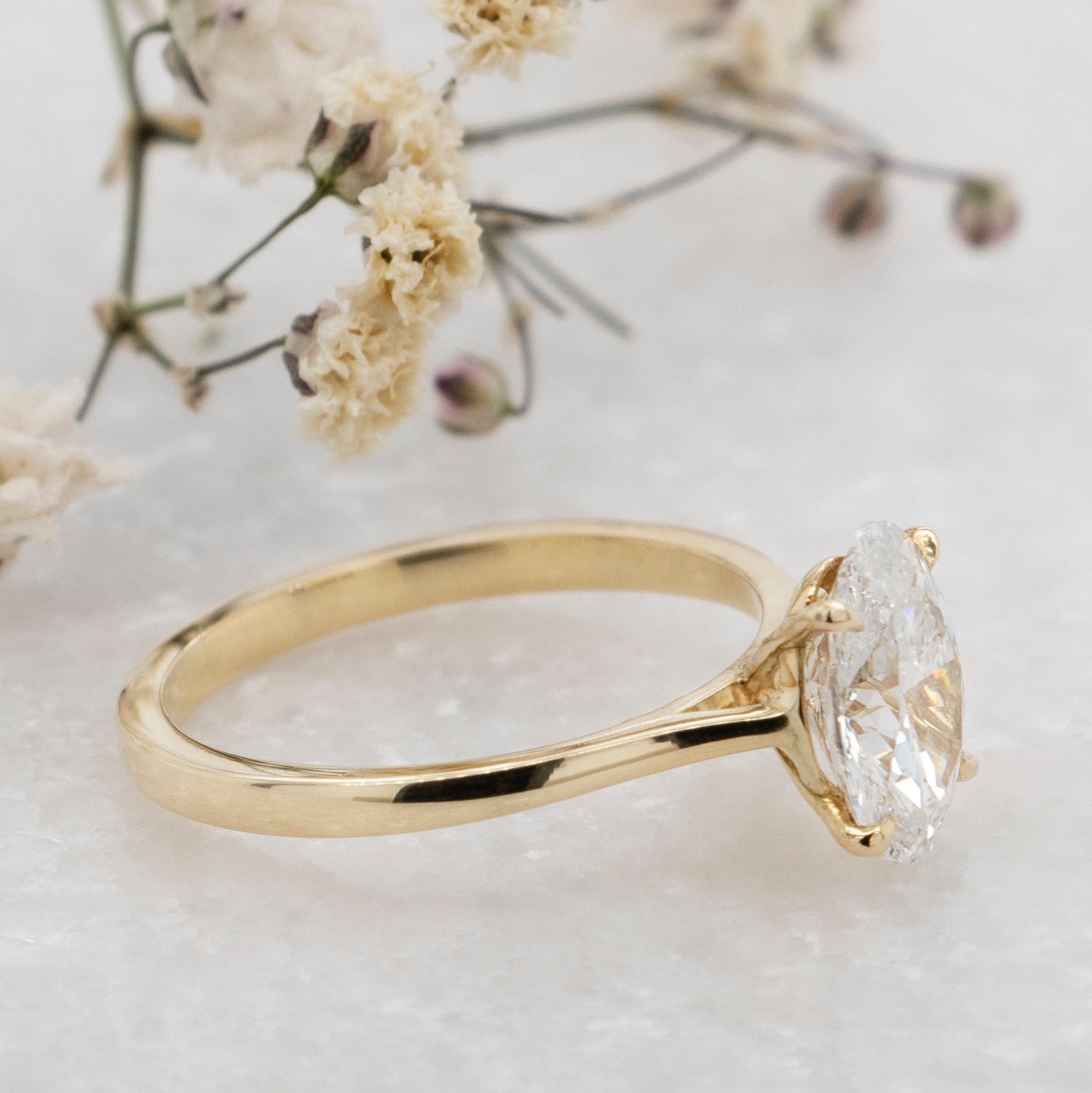 1.56 Carats Oval Shape Moissanite Solitaire Engagement Ring