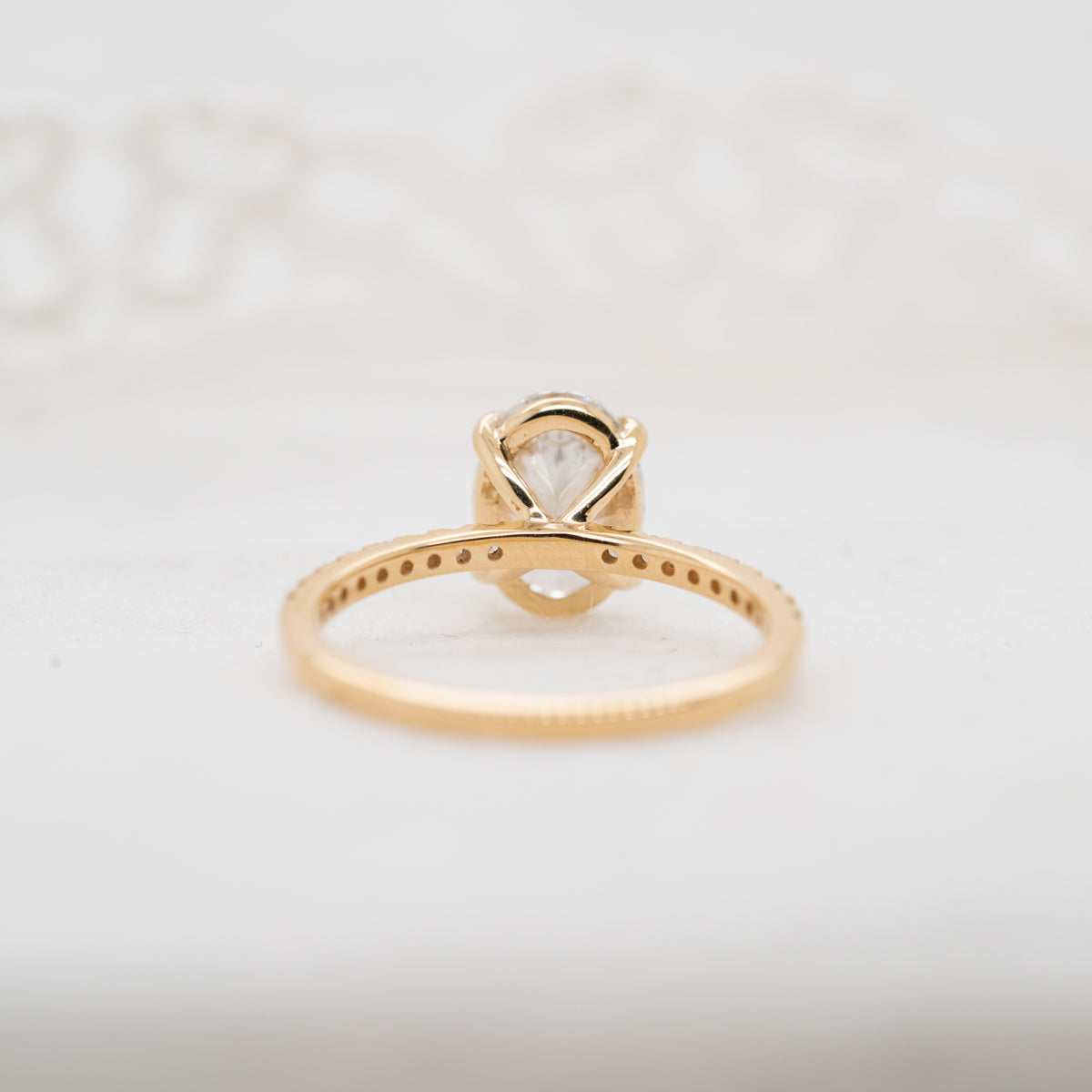 1.39 Carats Oval Shape Moissanite Pave Engagement Ring