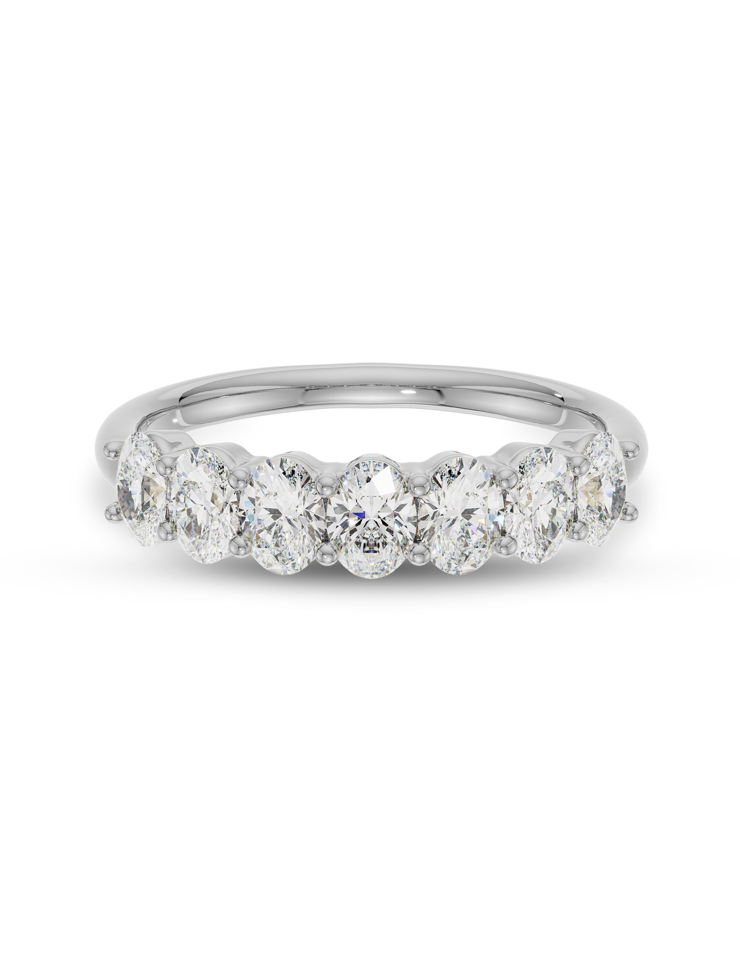 0.25 Carats Moissanite Oval Shape U Shaped Wedding Band
