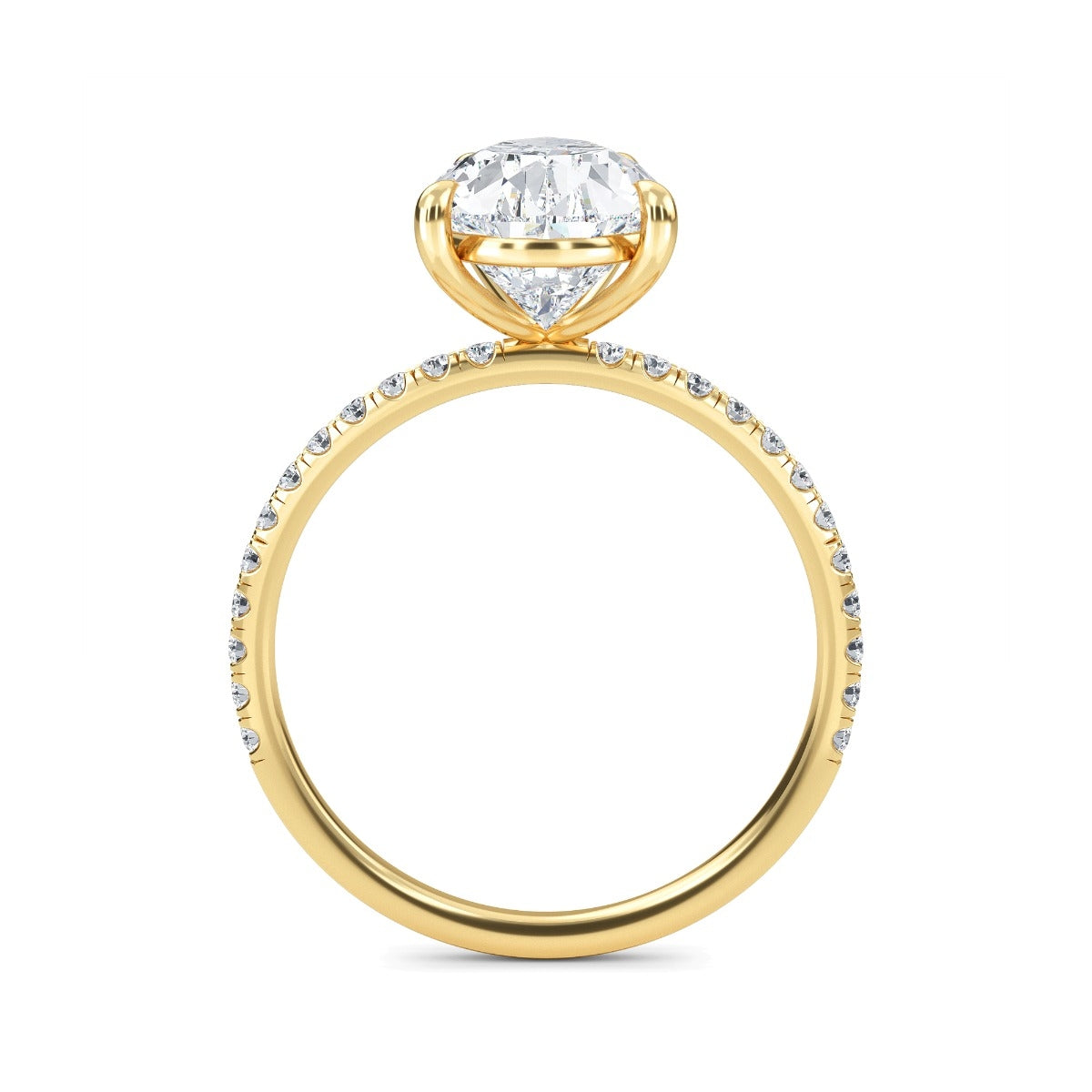 3.30 Carats Pear Shape Moissanite Pave Engagement Ring
