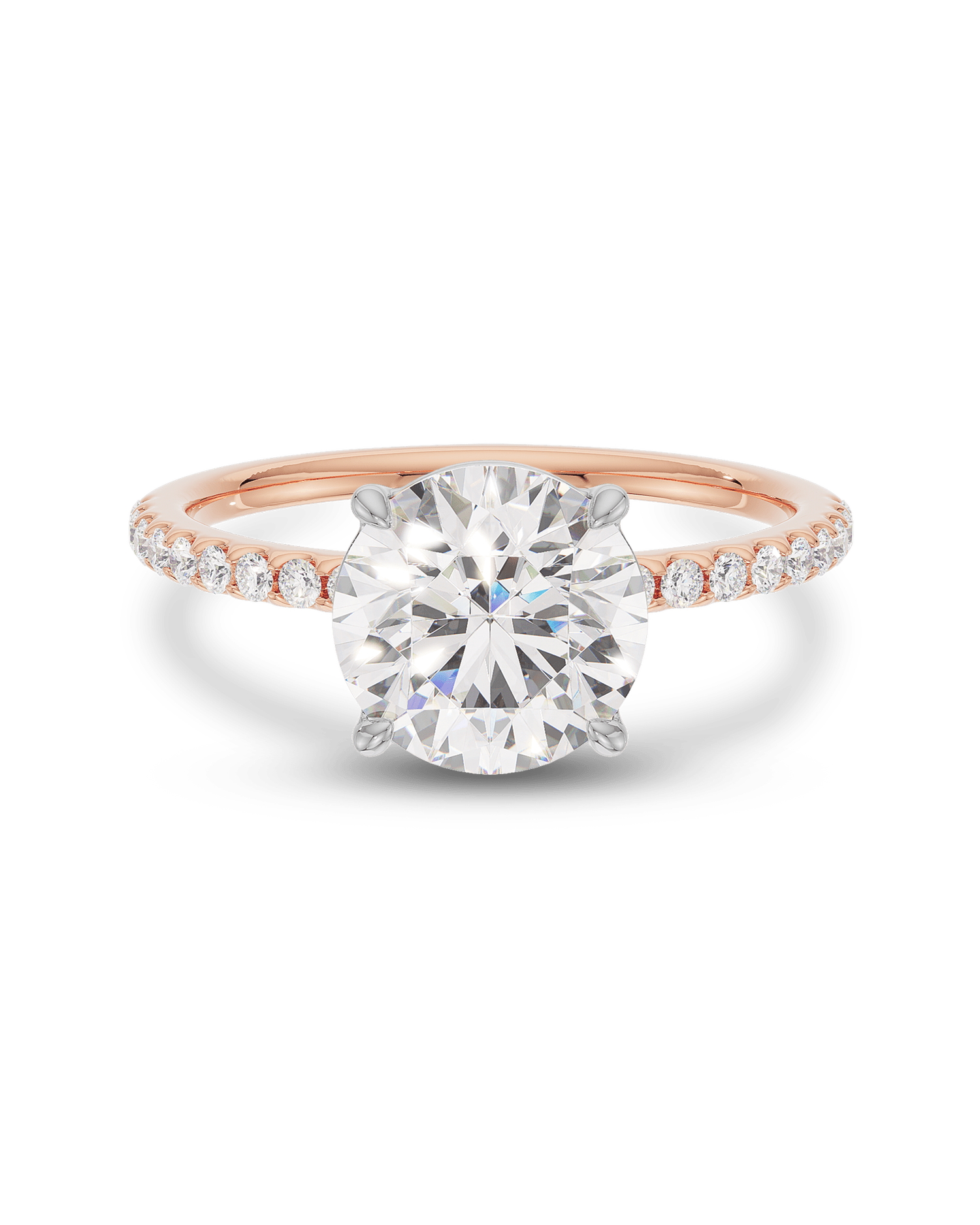 2.0 Carats Round Shape Moissanite Pave Engagement Ring