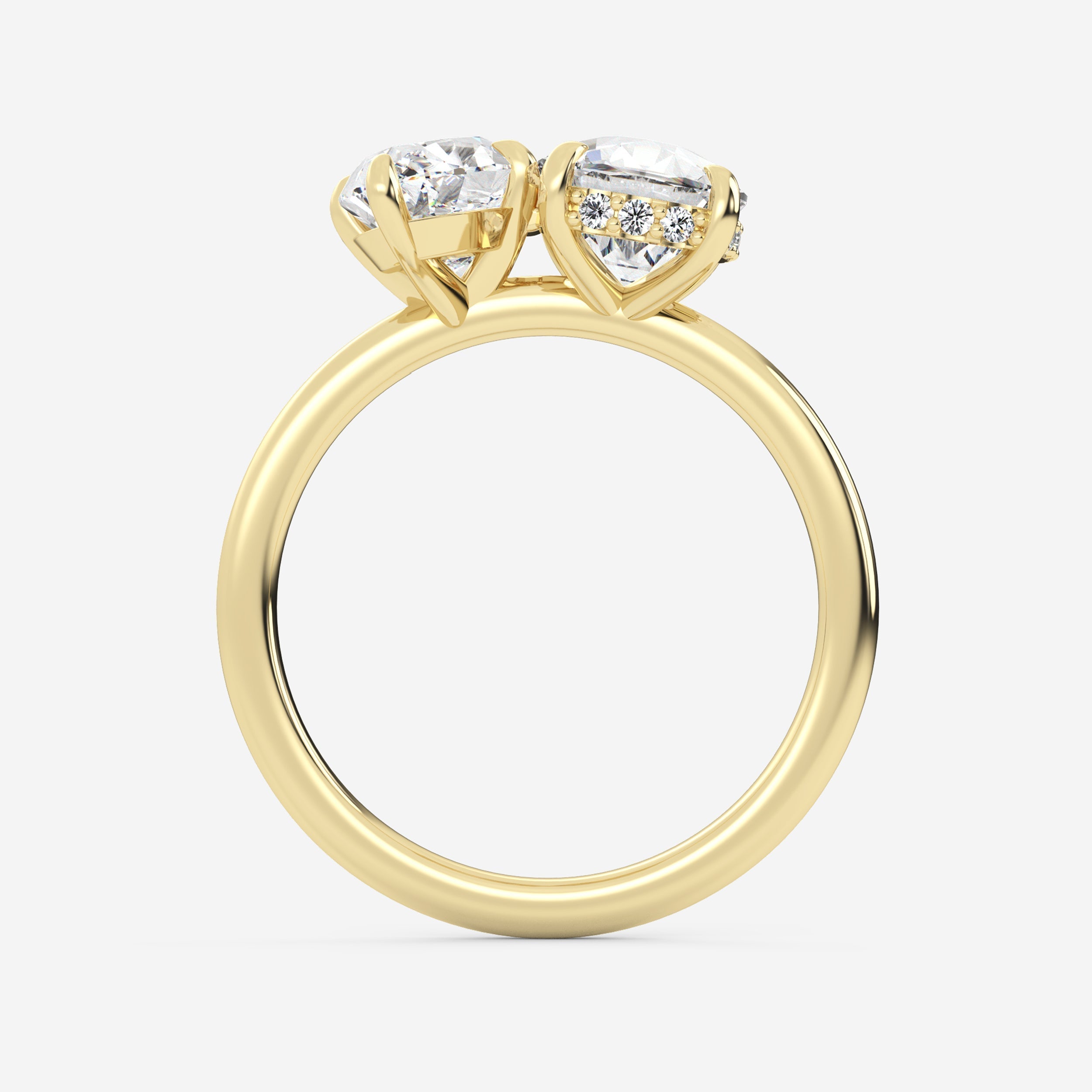 1.25 Carats Marquise & Cushion Shape Moissanite Two Stone Engagement Ring