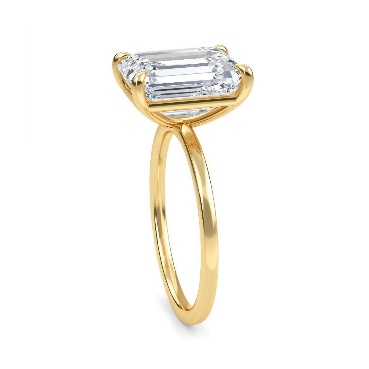 3.70 Carats Emerald Shape Moissanite Solitaire Engagement Ring