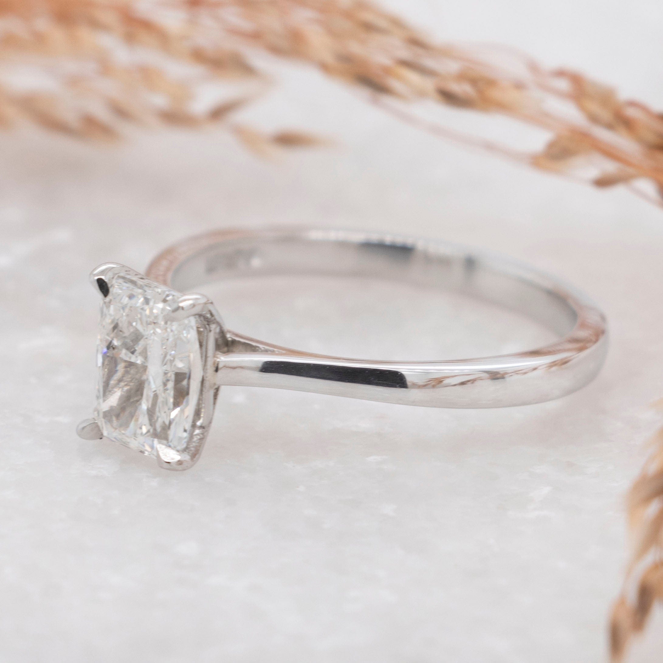 1.01 Carats Radiant Shape Moissanite Solitaire Engagement Ring