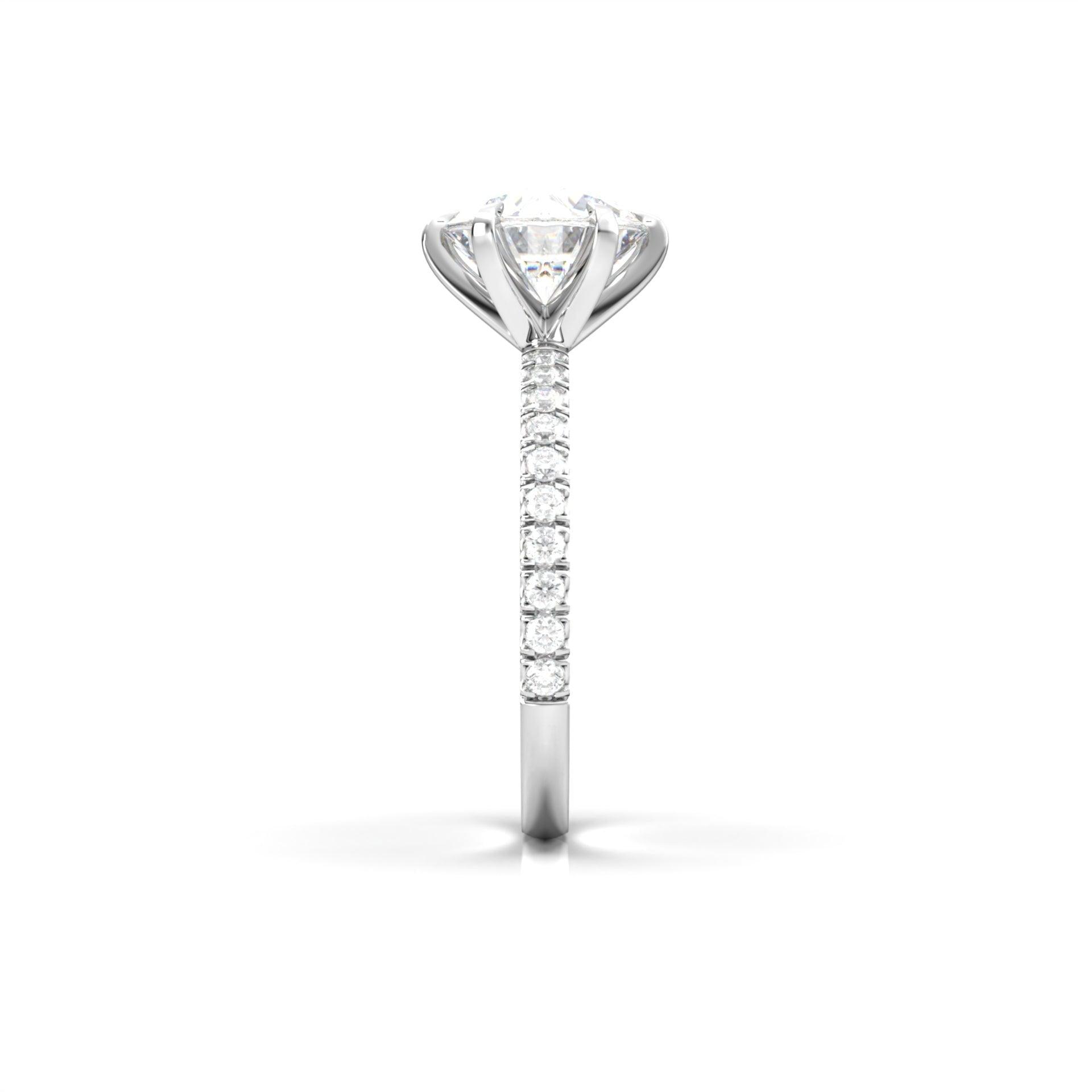 1.50 Carats Round Shape Moissanite Pave Engagement Ring