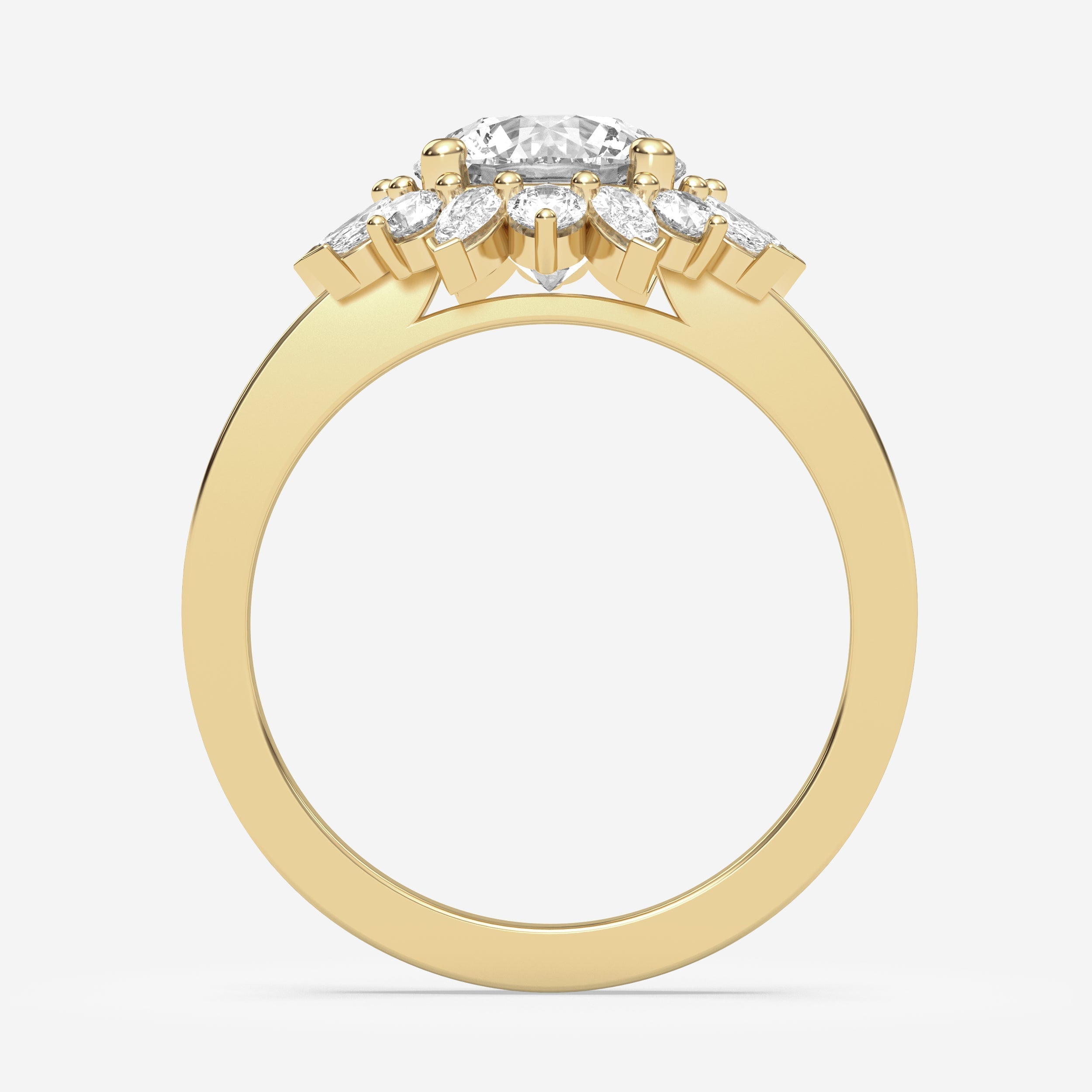 1.50 Carats Round Shape Moissanite Halo Engagement Ring