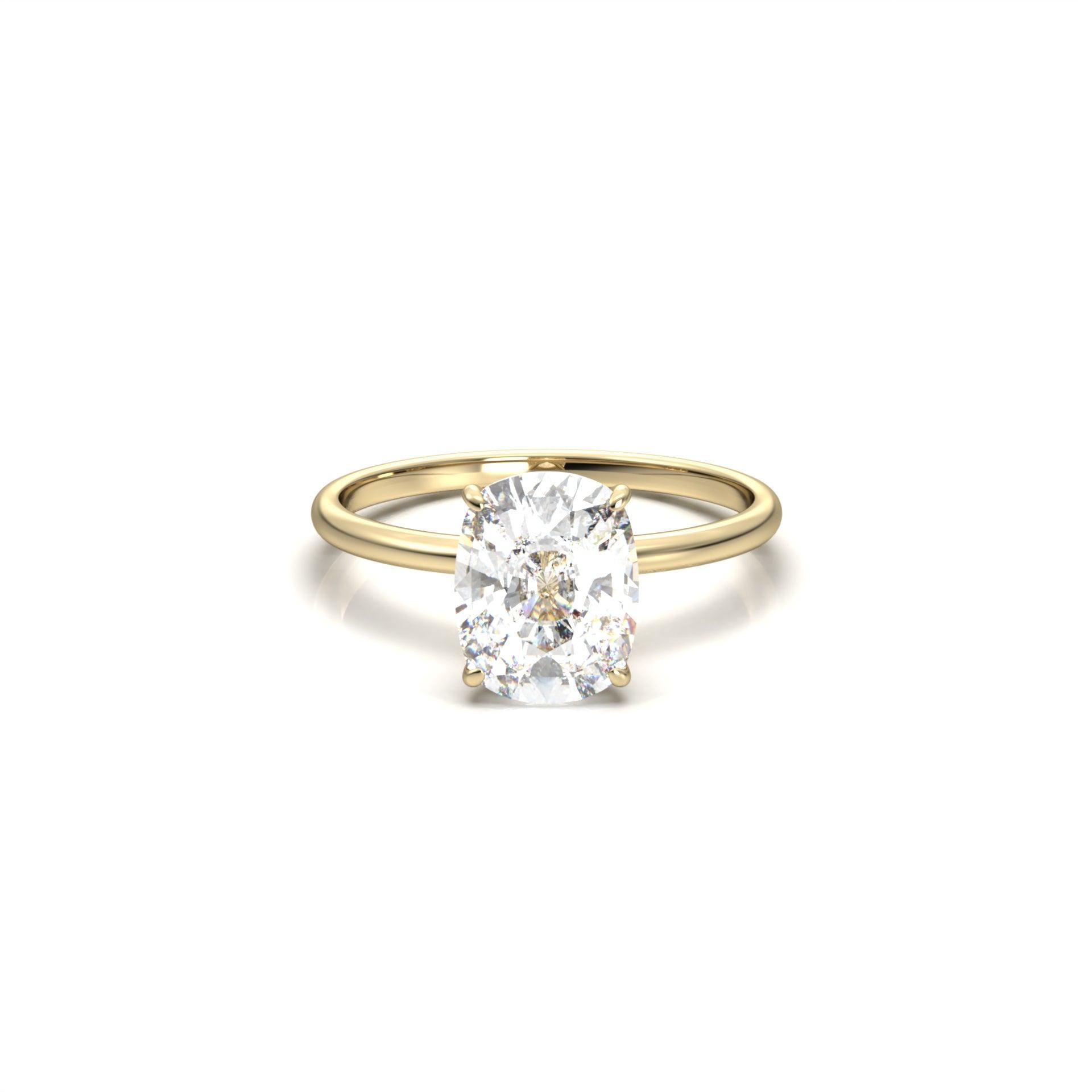 1.25 Carats Elongated Cushion Shape Moissanite Hidden Halo Engagement Ring