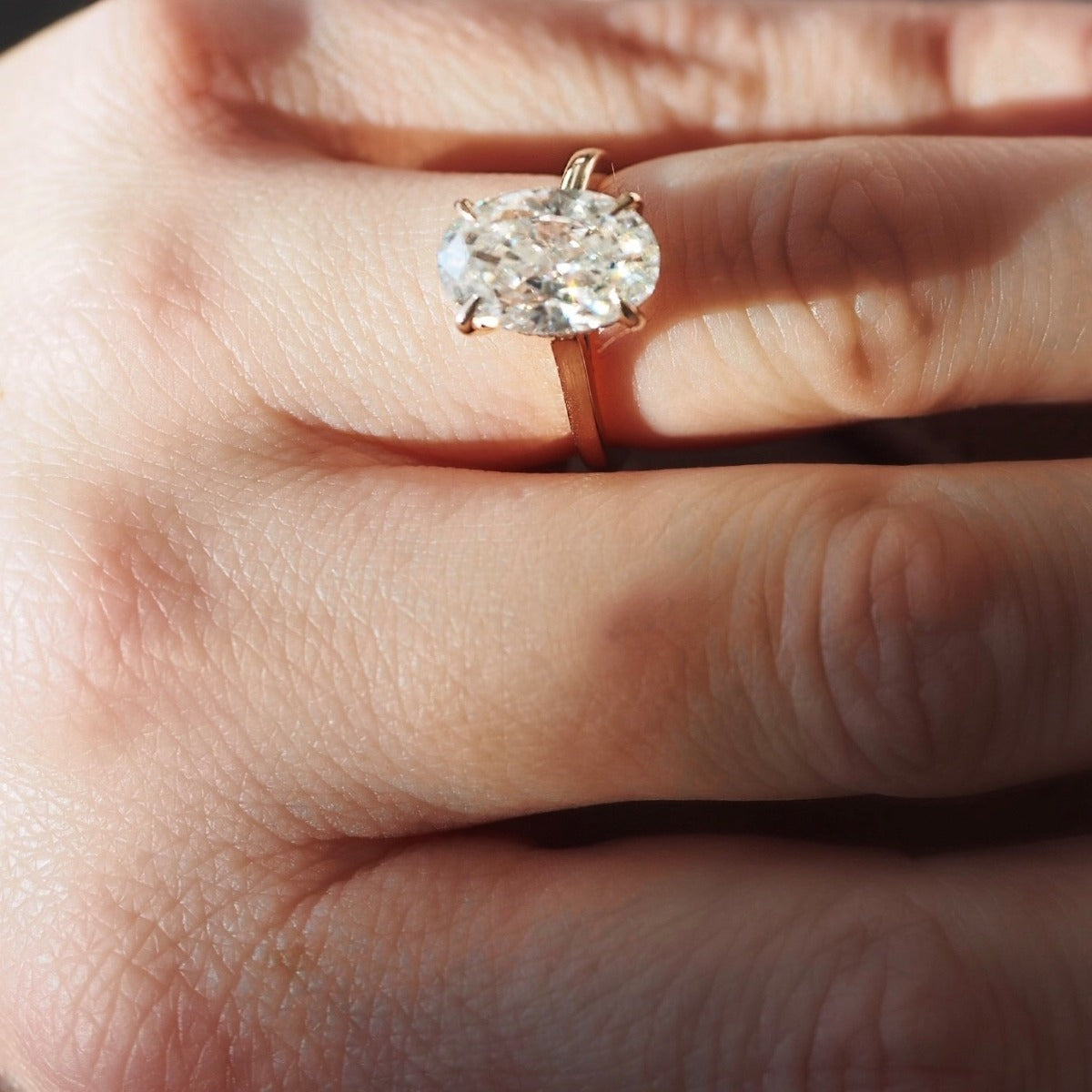 3.50 Carats Oval Shape Moissanite Hidden Halo Engagement Ring
