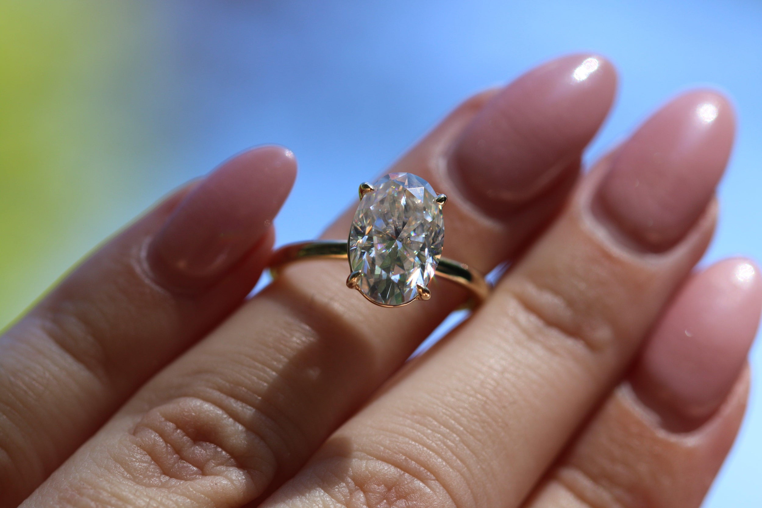 1.0 Carats Oval Shape Moissanite Solitaire Engagement Ring
