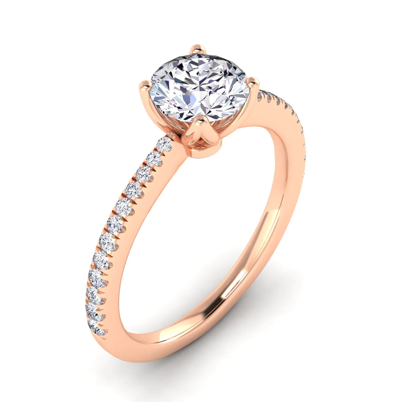 0.96 Carats Round Shape Moissanite Pave Engagement Ring