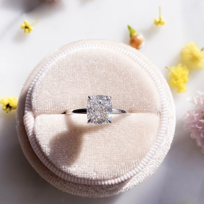 1.90 Carats Cushion Shape Moissanite Solitaire Engagement Ring