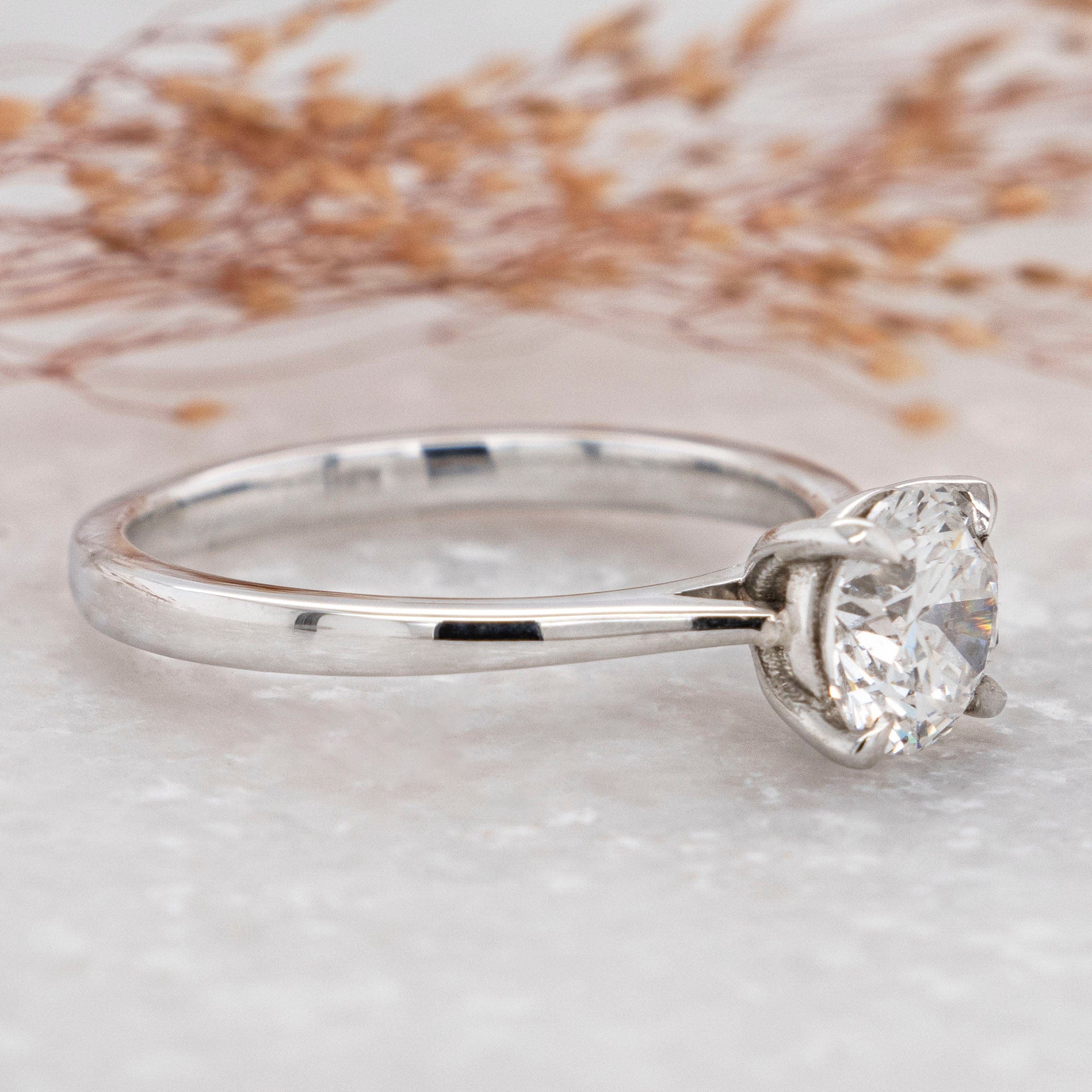1.02 Carats Round Shape Moissanite Solitaire Engagement Ring