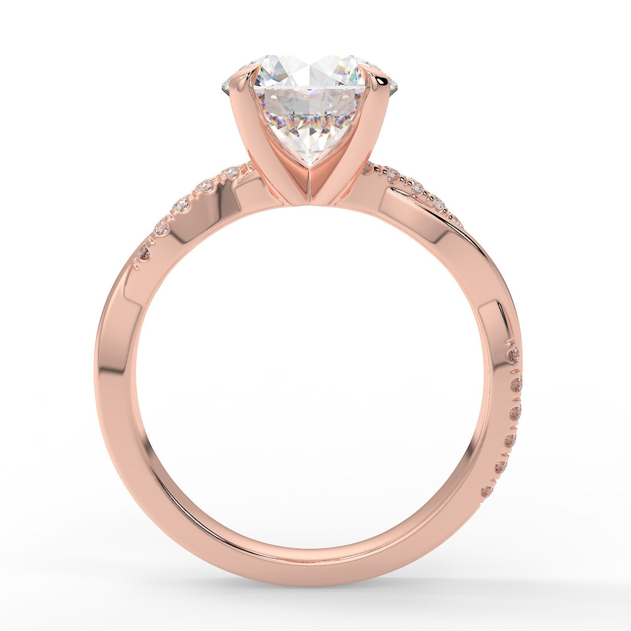 2.50 Carats Round Shape Moissanite Pave Engagement Ring