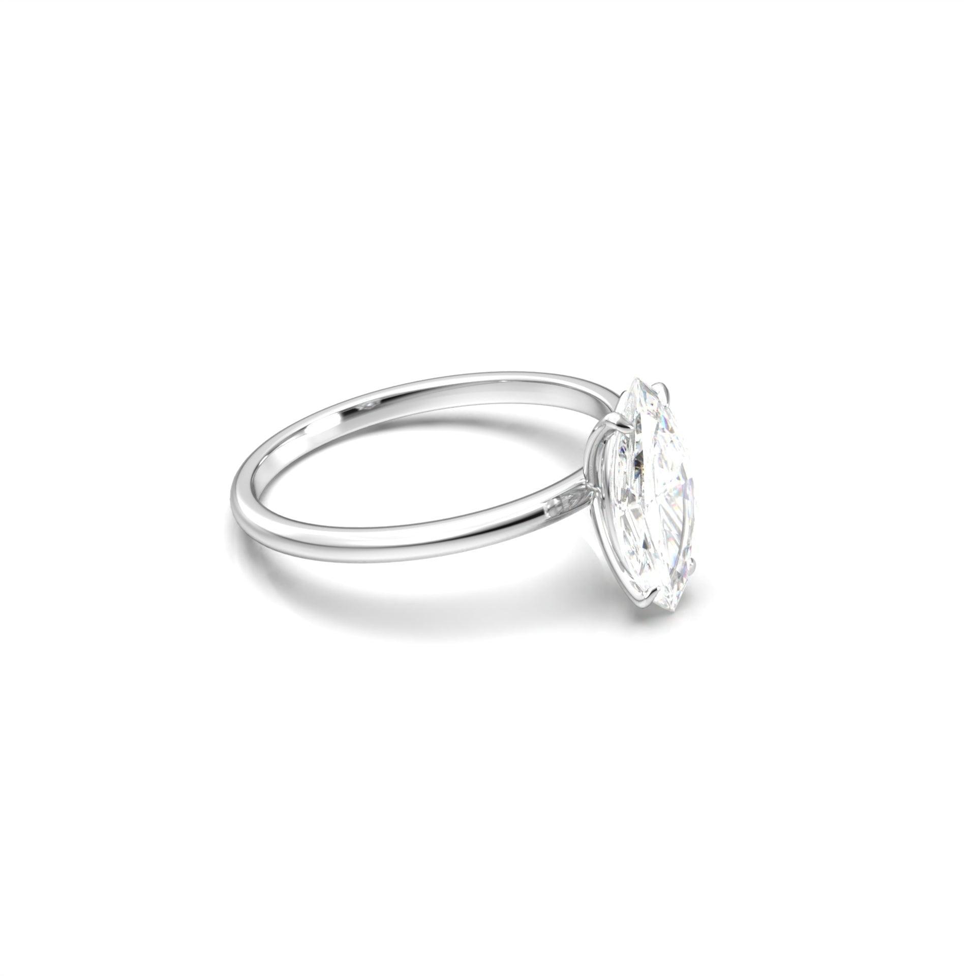 2.50 Carats Marquise Shape Moissanite Solitaire Engagement Ring