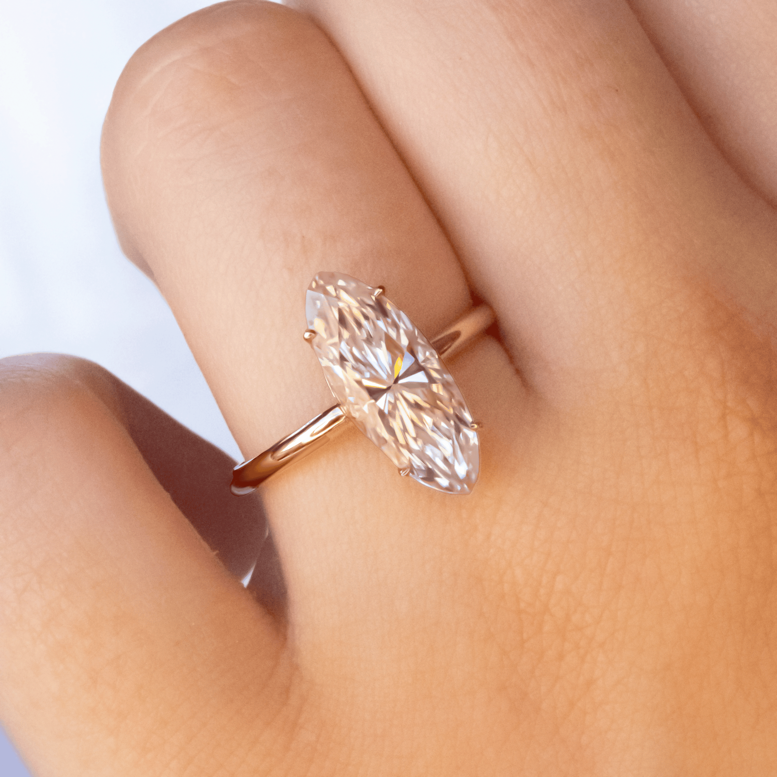 2.50 Carats Marquise Shape Moissanite Solitaire Engagement Ring