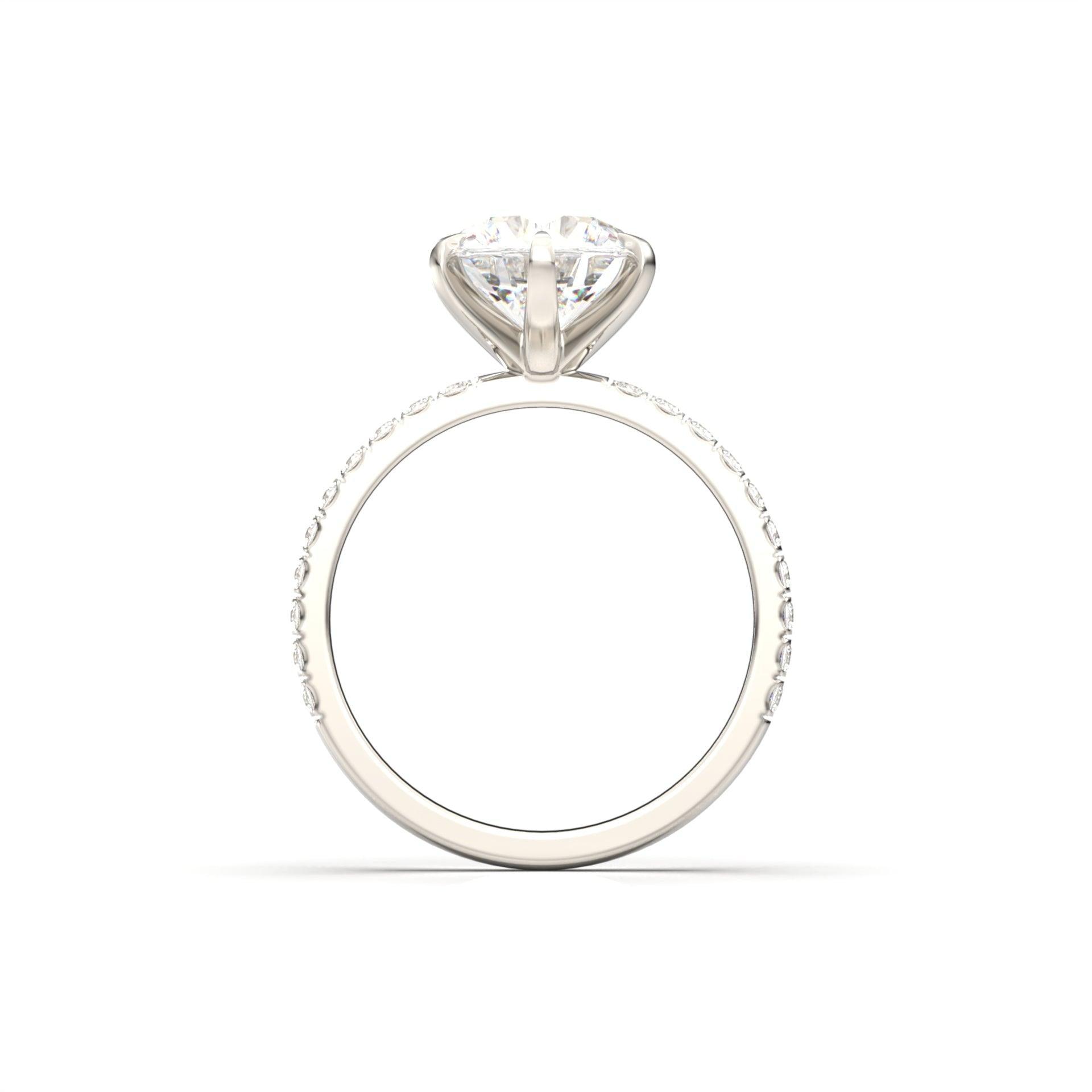 1.50 Carats Round Shape Moissanite Pave Engagement Ring