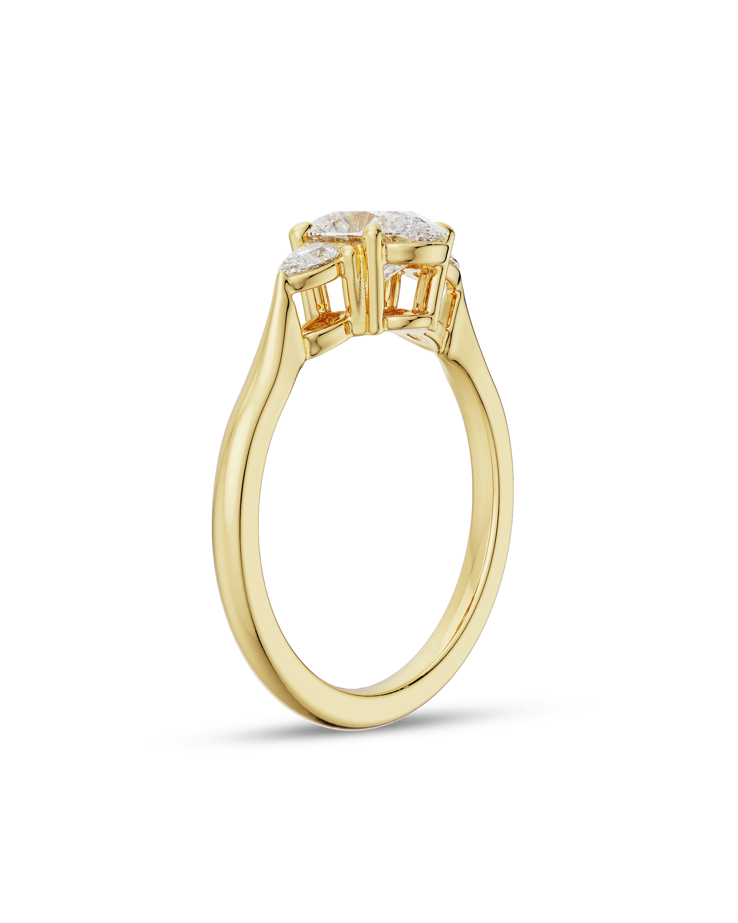 1.30 Carats Oval Shape Moissanite Three Stone Engagement Ring