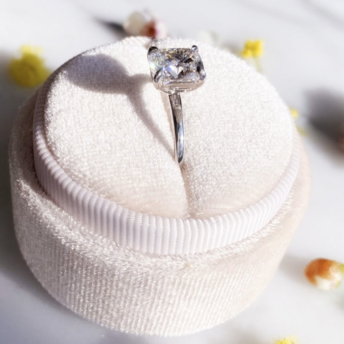 1.90 Carats Cushion Shape Moissanite Solitaire Engagement Ring