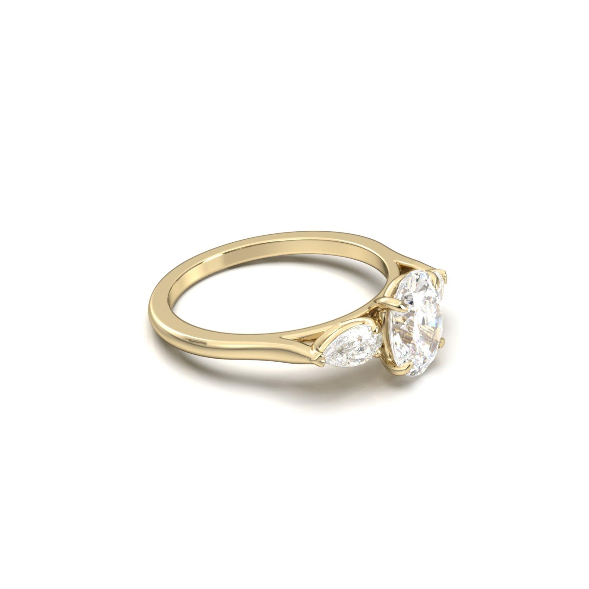 1.50 Carats Oval Shape Moissanite Three Stone Engagement Ring