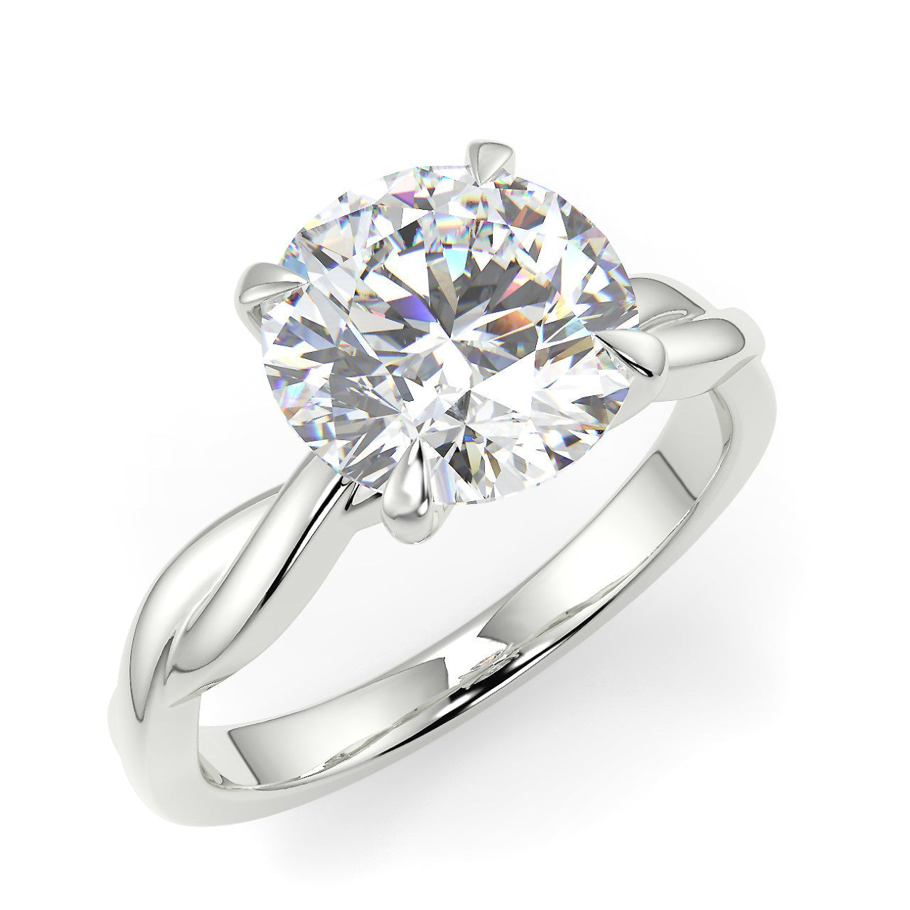 2.0 Carats Round Shape Moissanite Solitaire Engagement Ring