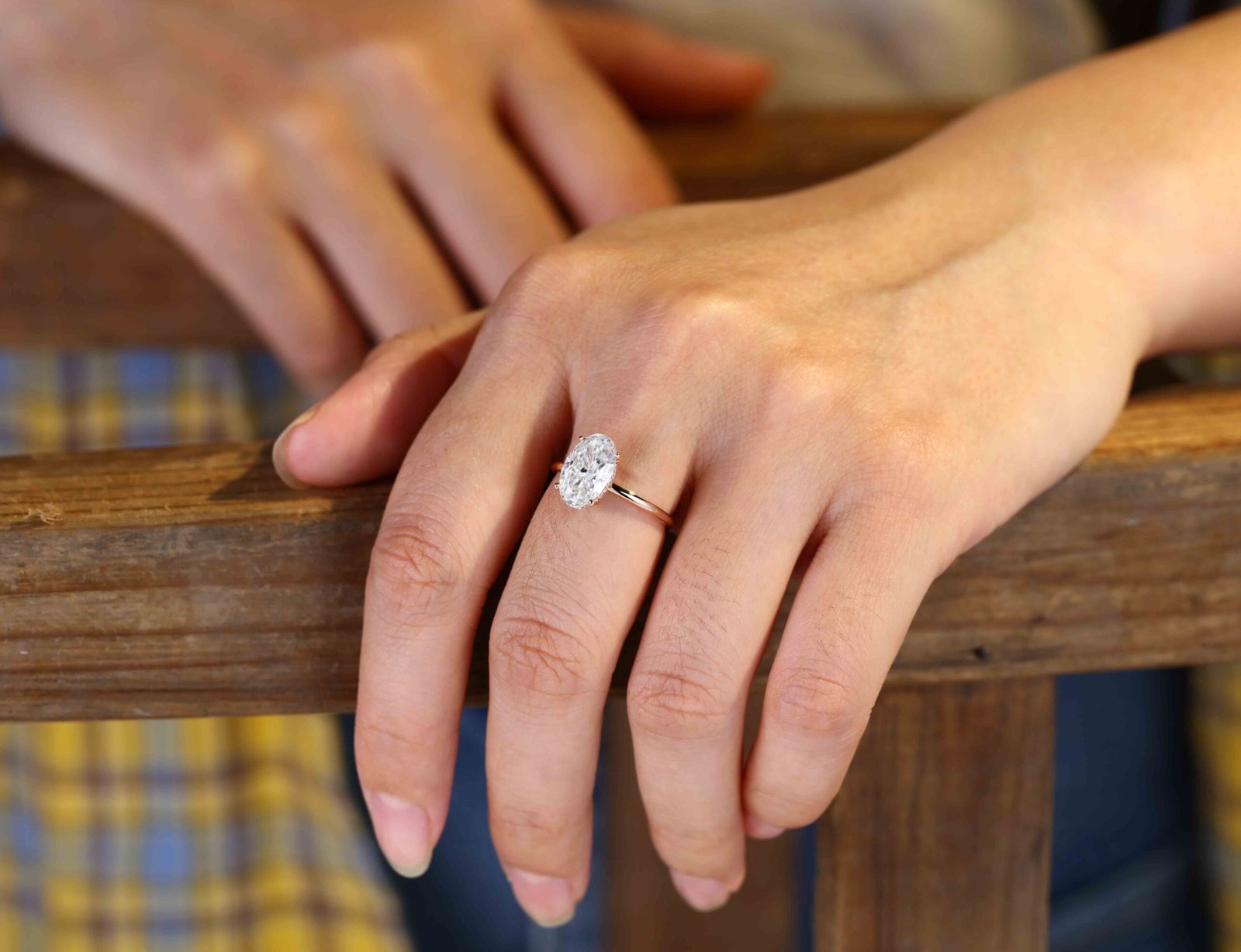 3.0 Carats Oval Shape Moissanite Hidden Halo Engagement Ring