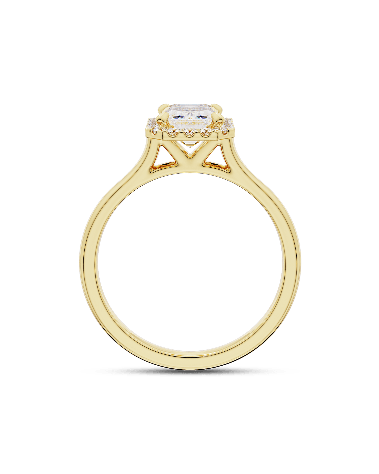 1.30 Carats Emerald Shape Moissanite Halo Engagement Ring