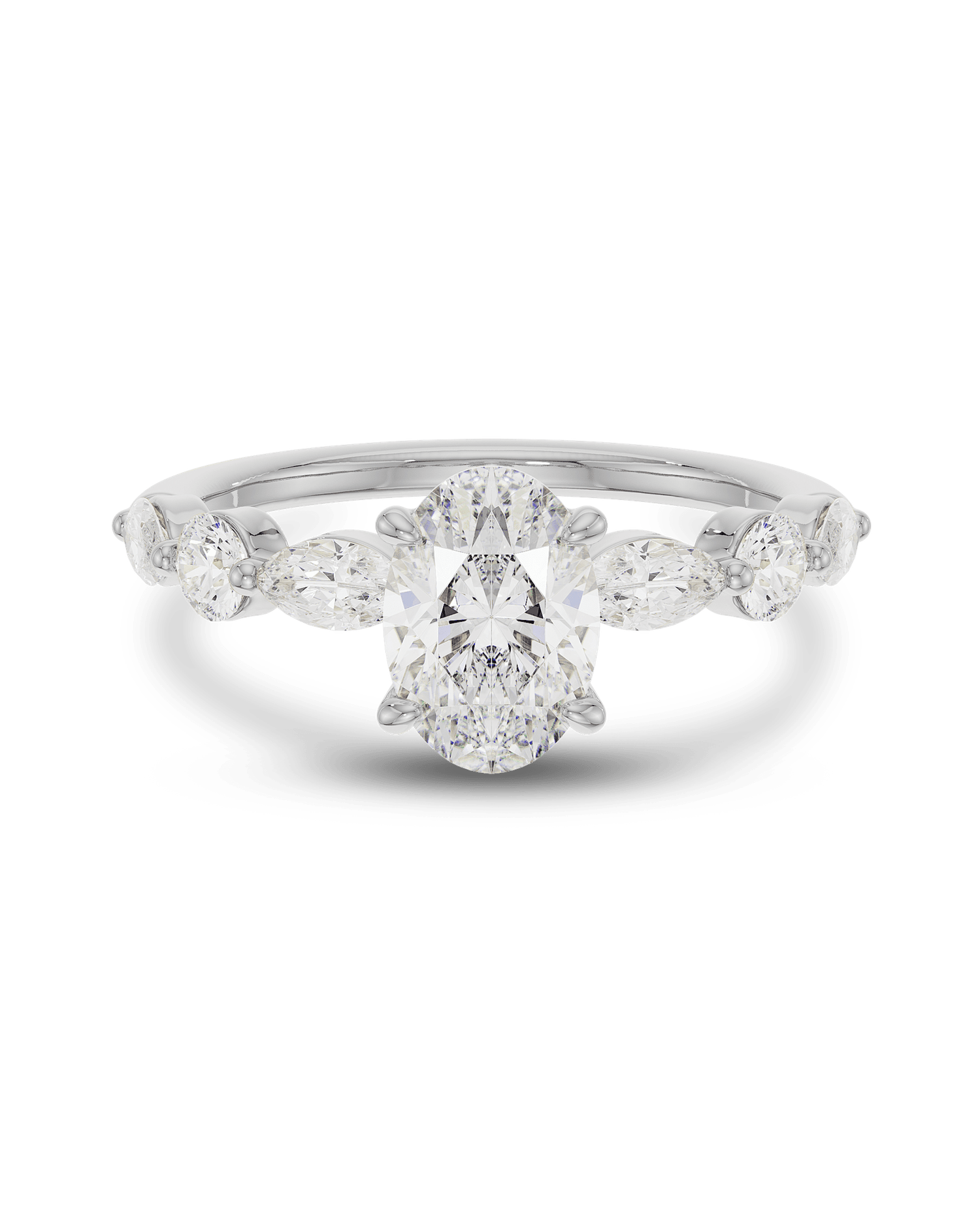 1.30 Carats Oval Shape Moissanite Pave Engagement Ring