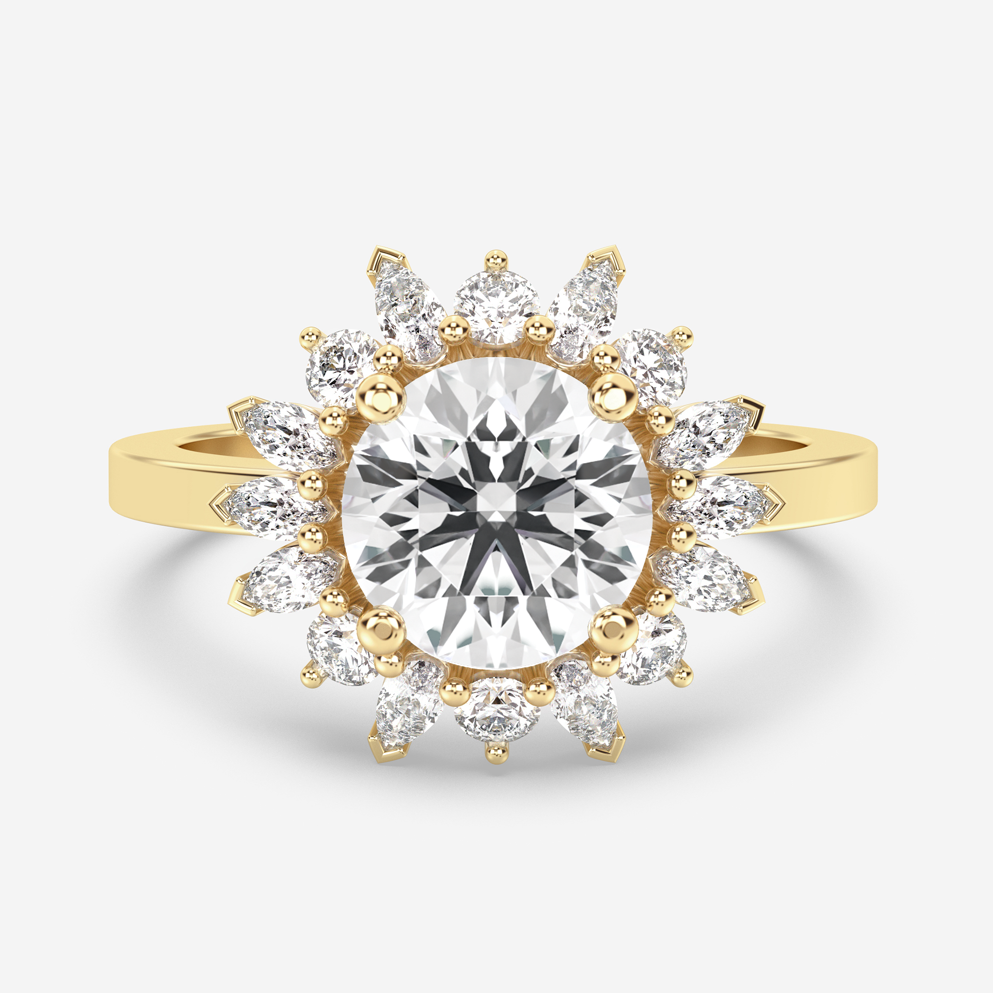 1.50 Carats Round Shape Moissanite Halo Engagement Ring