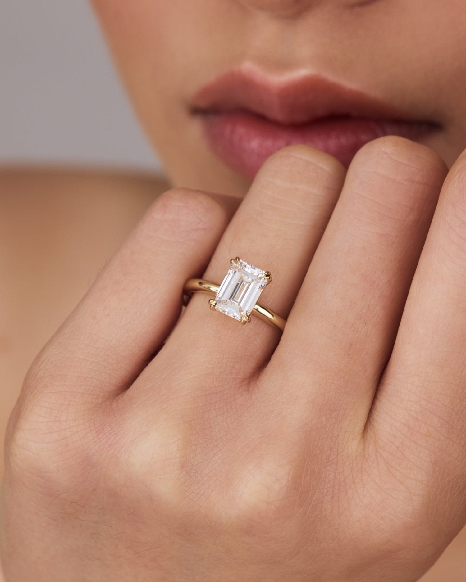 1.50 Carats Emerald Shape Moissanite Solitaire Engagement Ring