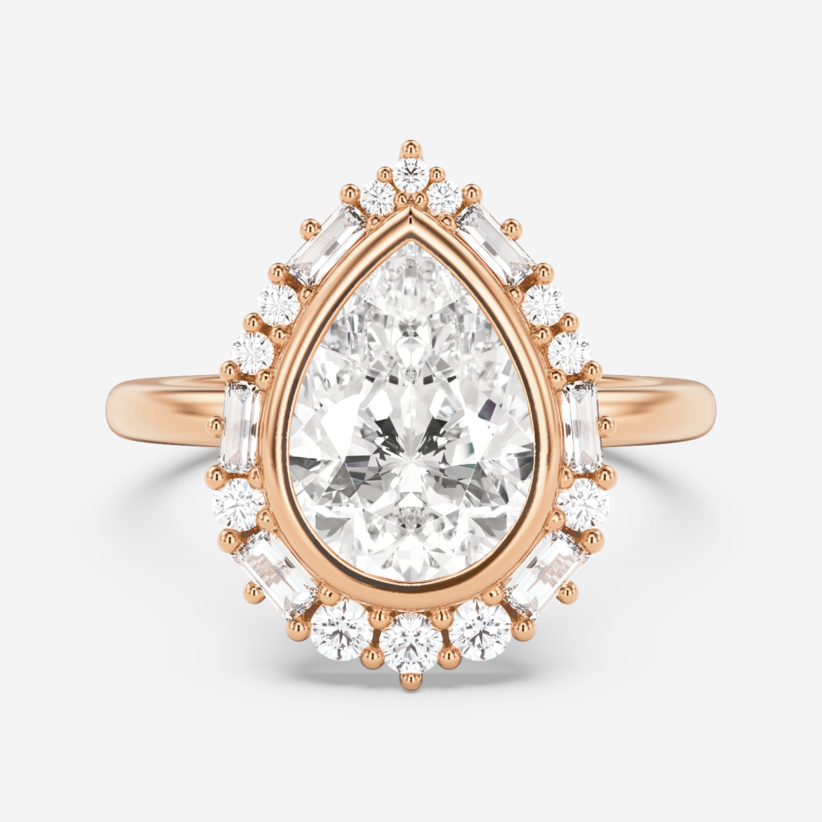 2.10 Carats Pear Shape Moissanite Halo Engagement Ring