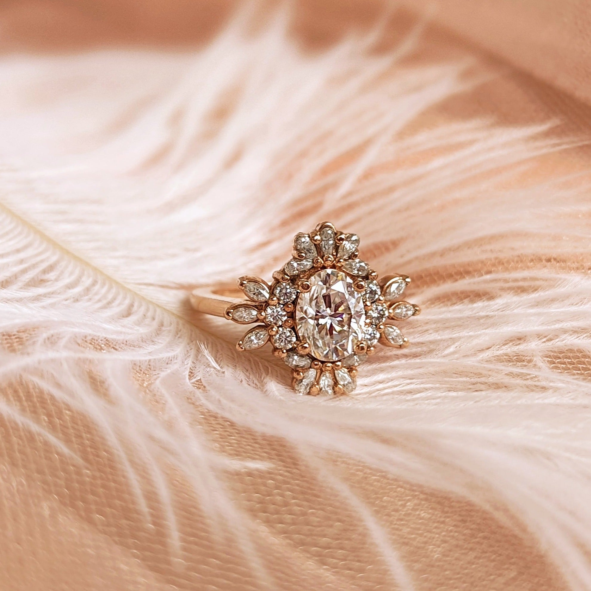 1.25 Carats Oval Shape Moissanite Vintage Engagement Ring