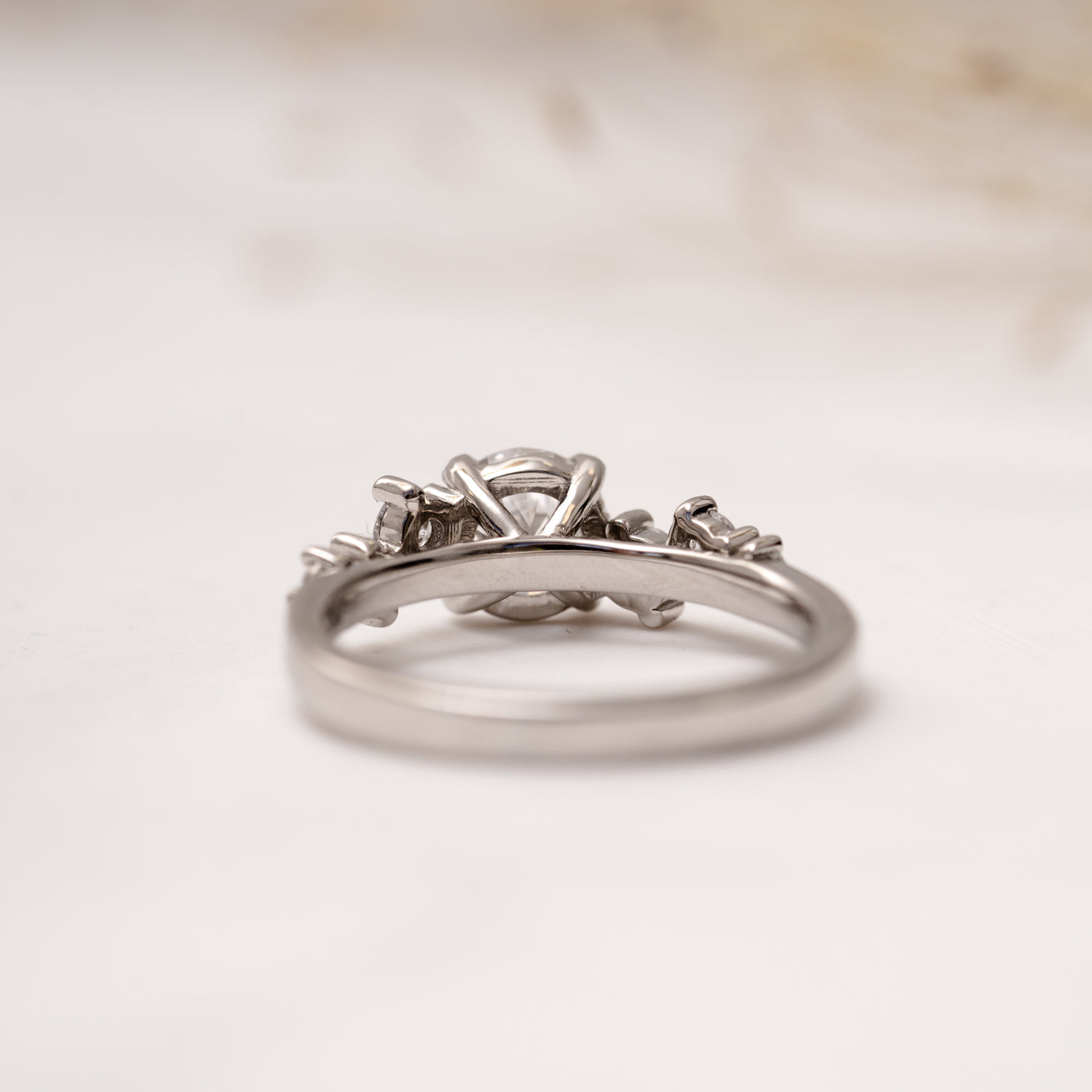 1.04 Carats Round Shape Moissanite Seven Stone Engagement Ring