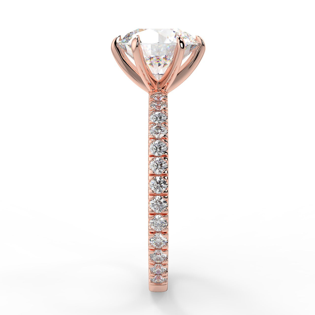 2.50 Carats Round Shape Moissanite Hidden Halo & Pave Stone Engagement Ring