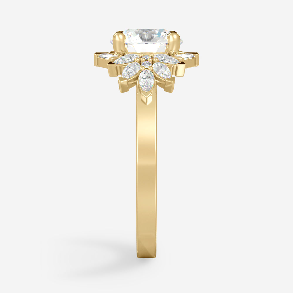 1.50 Carats Round Shape Moissanite Cluster Engagement Ring