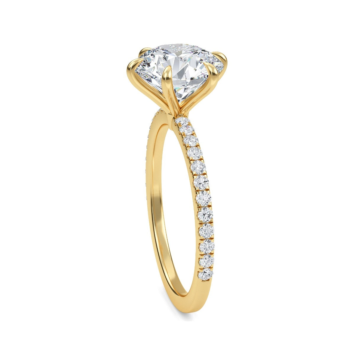 2.50 Carats Round Shape Moissanite Pave Engagement Ring