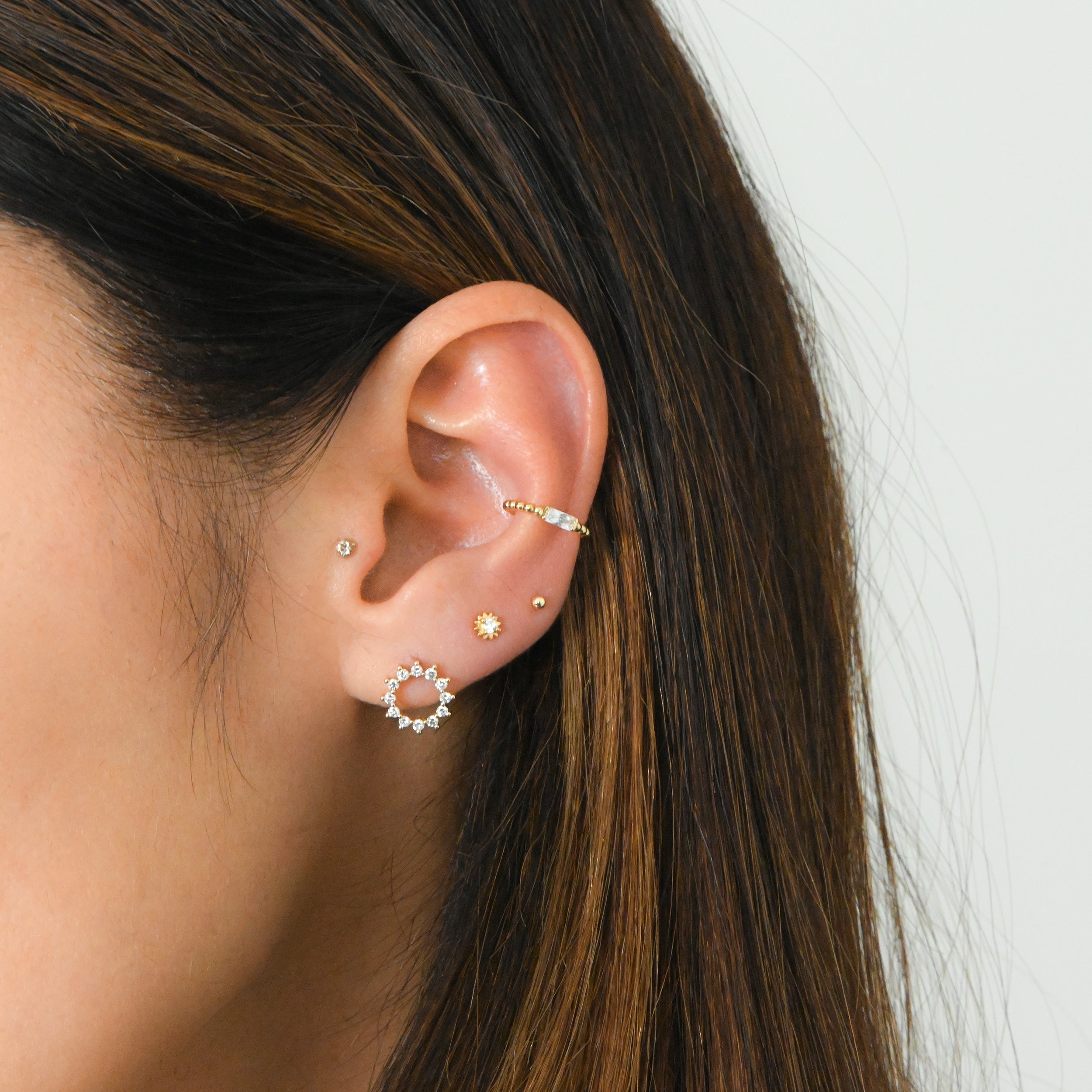 0.25 TCW Baguette Shape Moissanite Ear Cuff Earrings