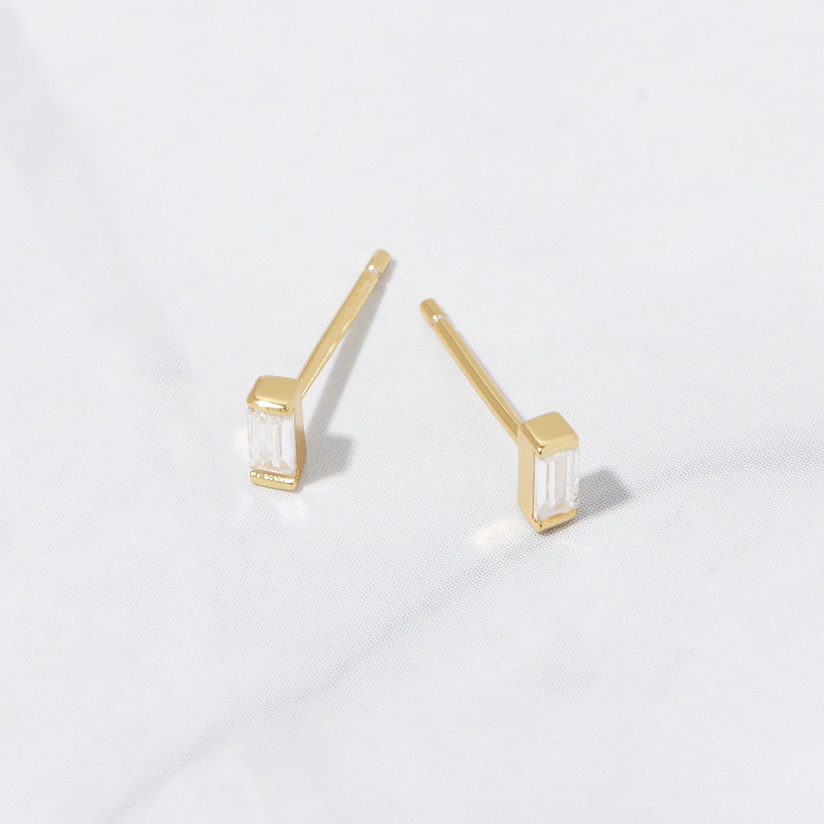 0.40 TCW Baguette Shape Moissanite Solitaire Stud Earrings