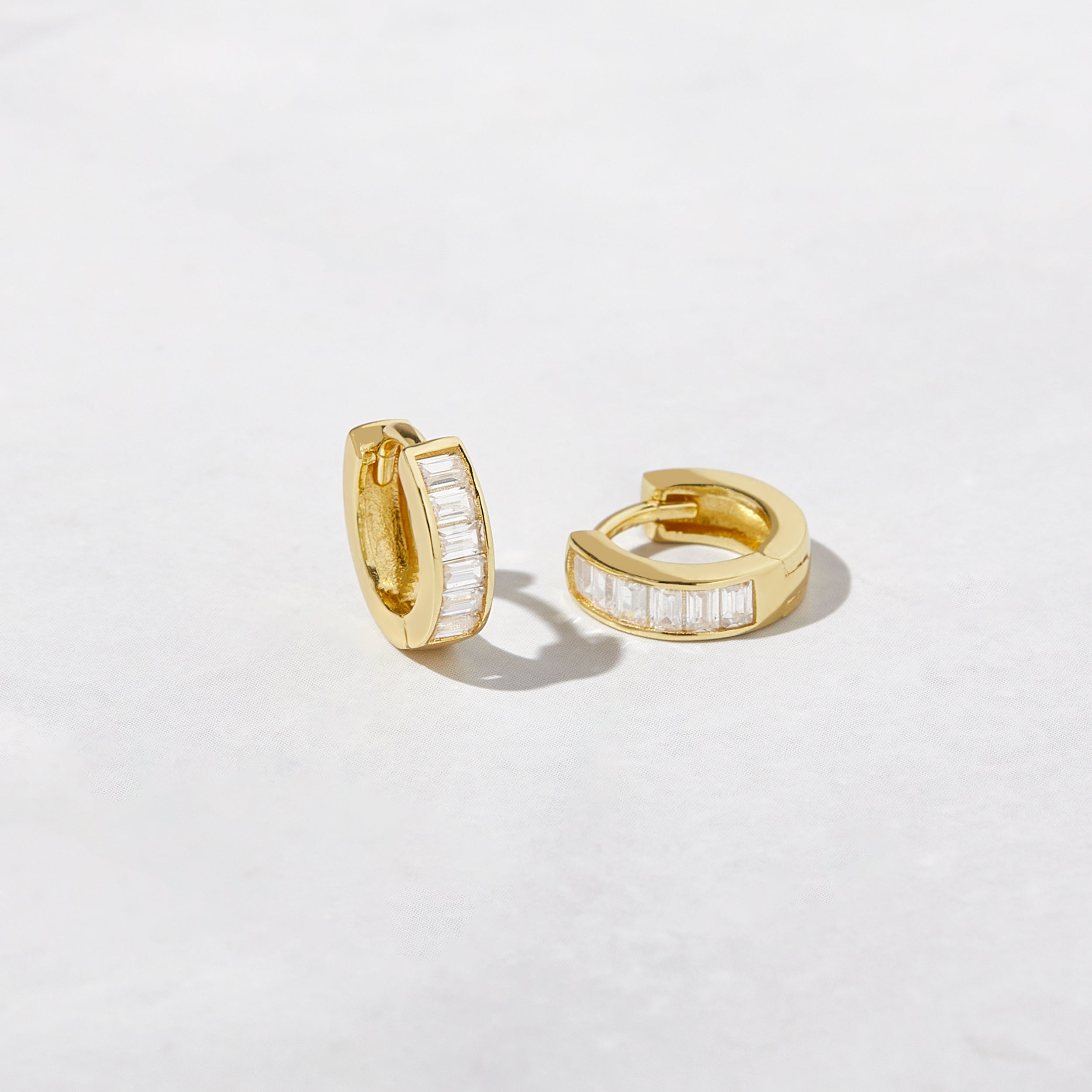 0.25 TCW Baguette Shape Moissanite Huggies Earrings