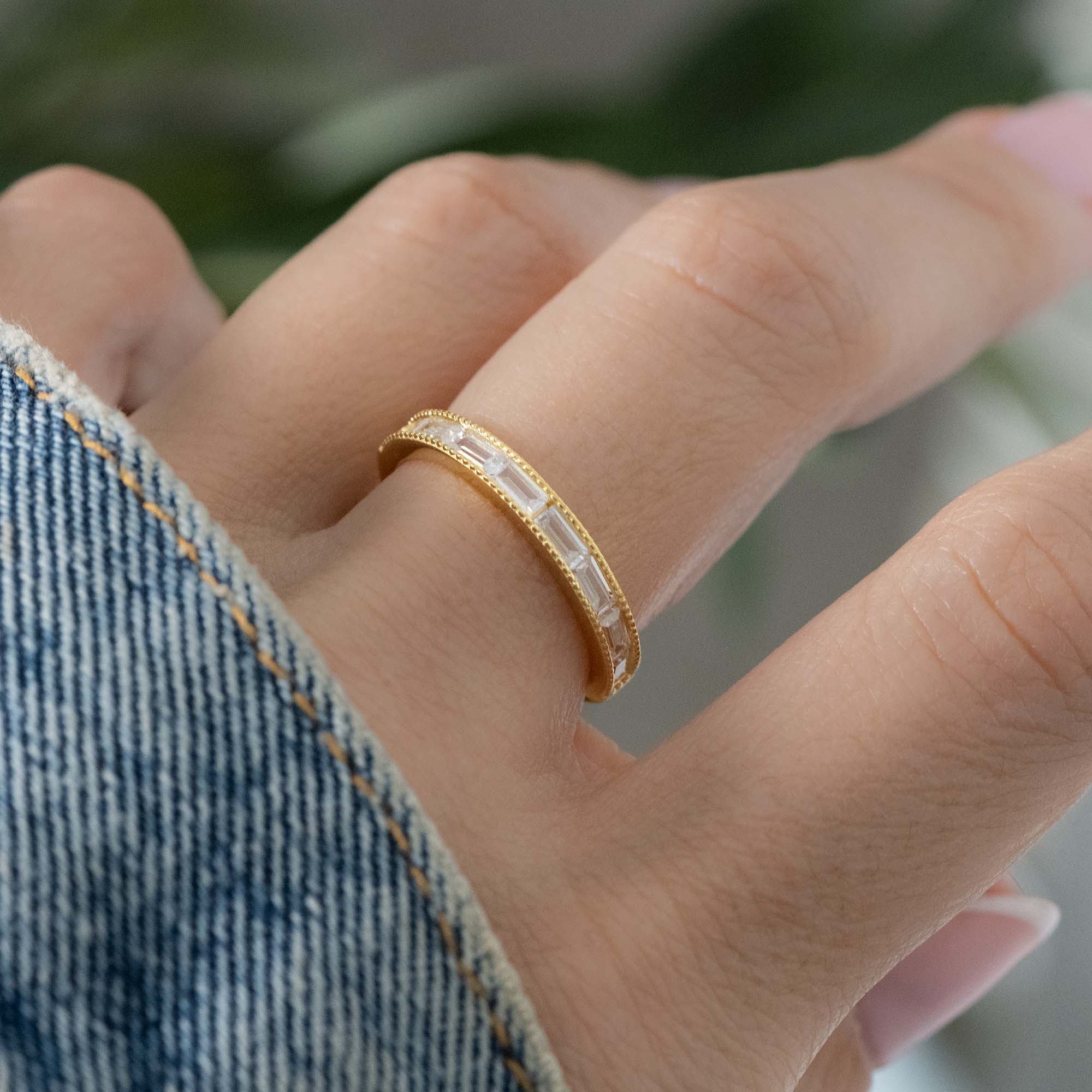 1.0 Carats Moissanite Baguette Cut Eternity Style Wedding Band