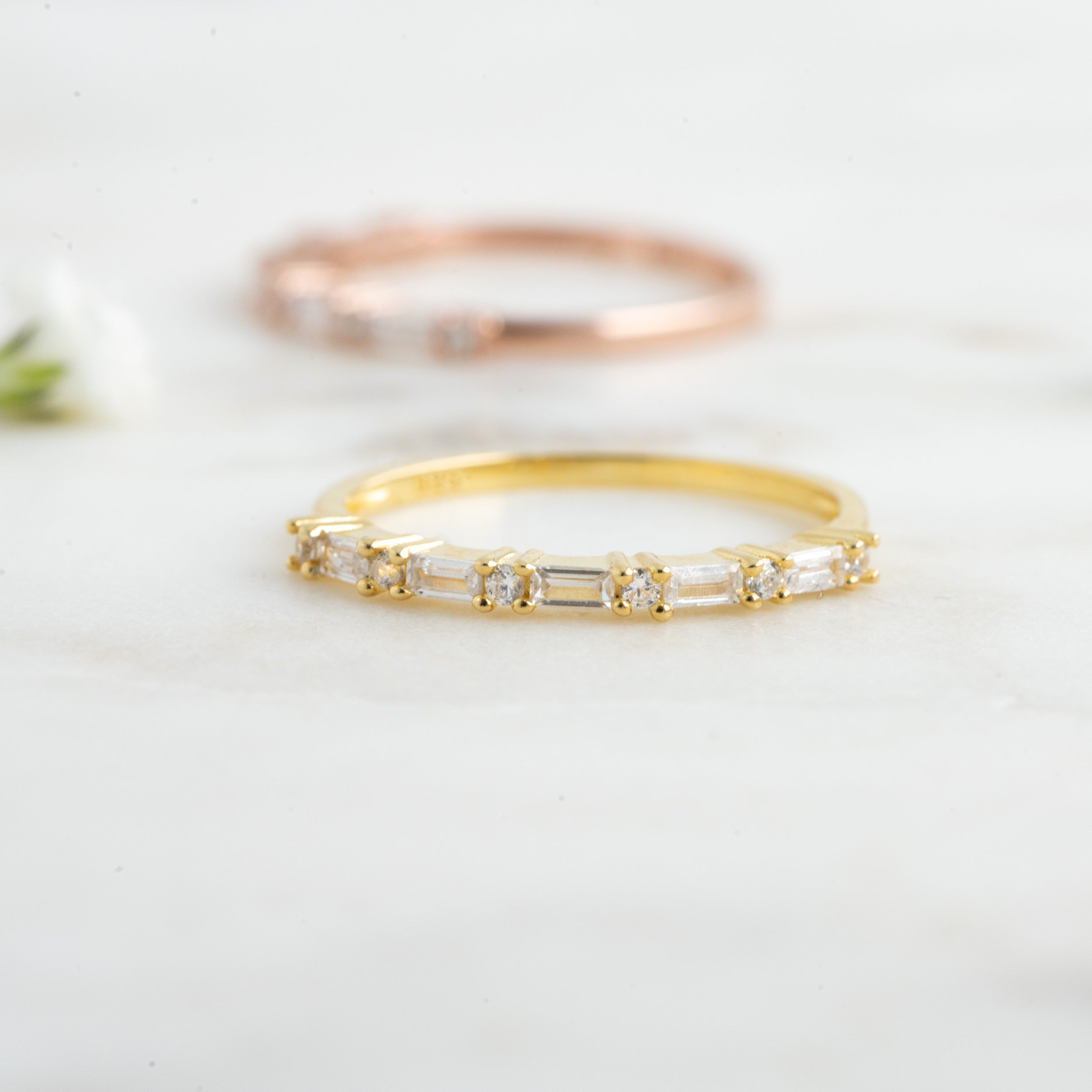 0.80 Carats Moissanite Baguette & Round Cut Half Eternity Wedding Band