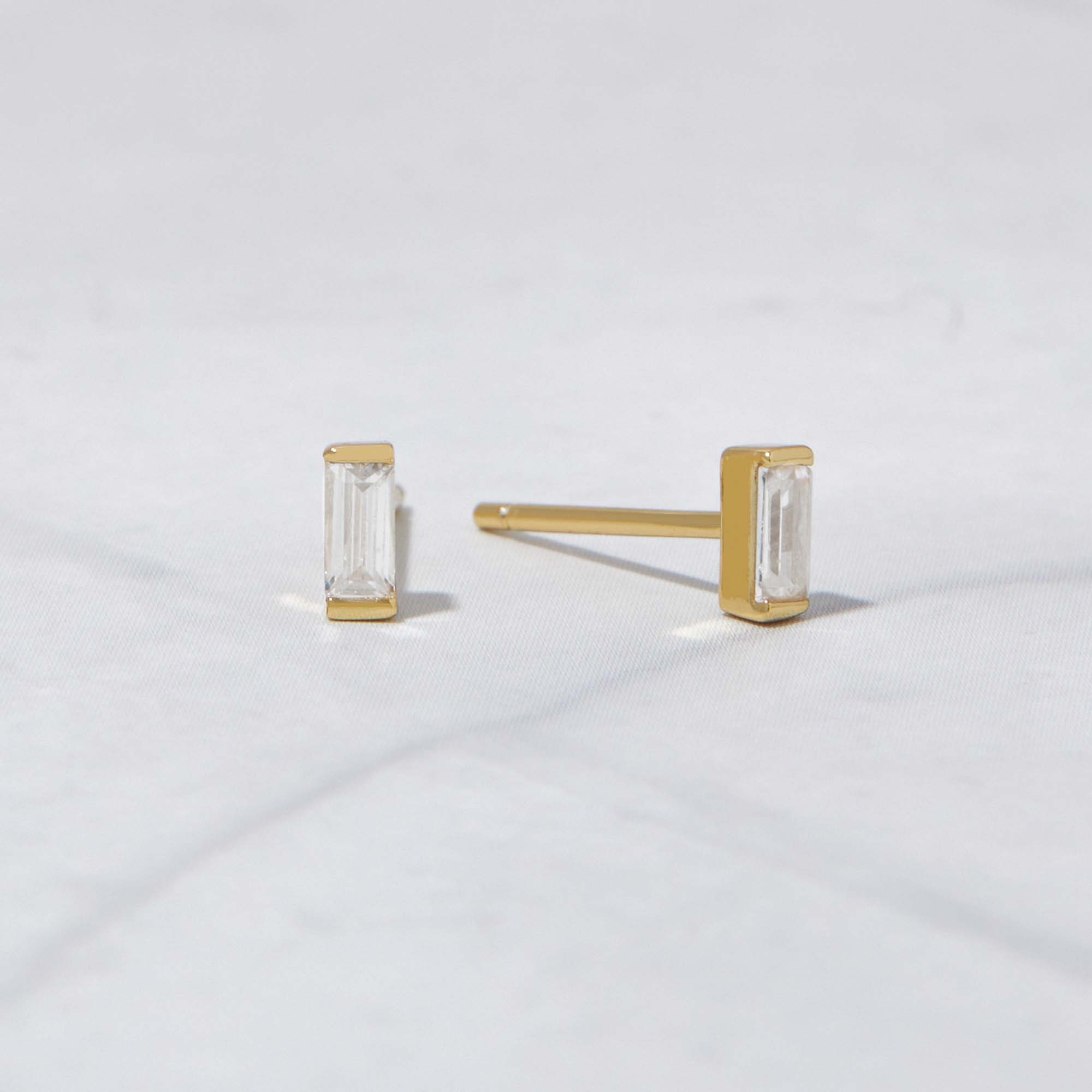 0.40 TCW Baguette Shape Moissanite Solitaire Stud Earrings