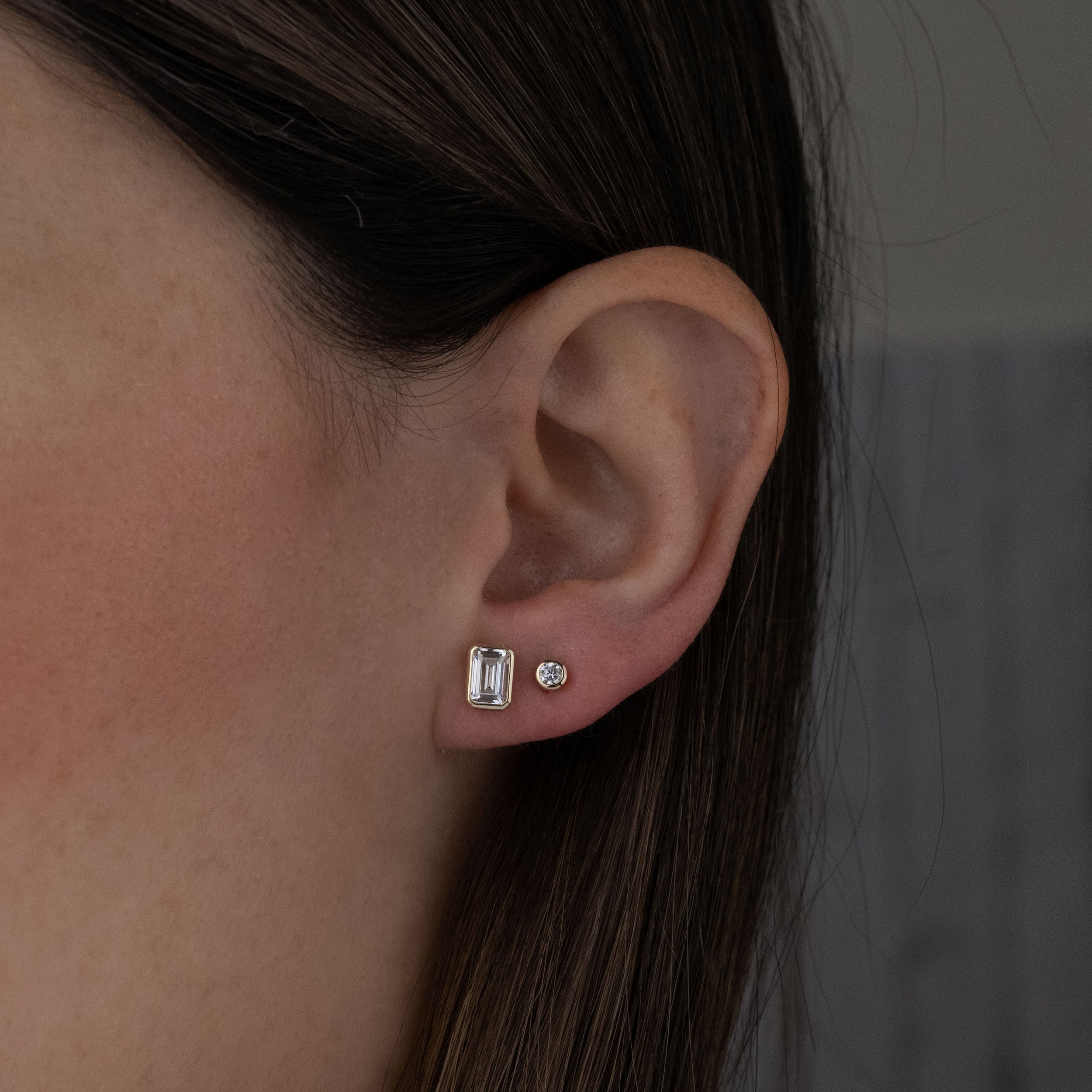 0.30 TCW Emerald Shape Moissanite Stud Earrings