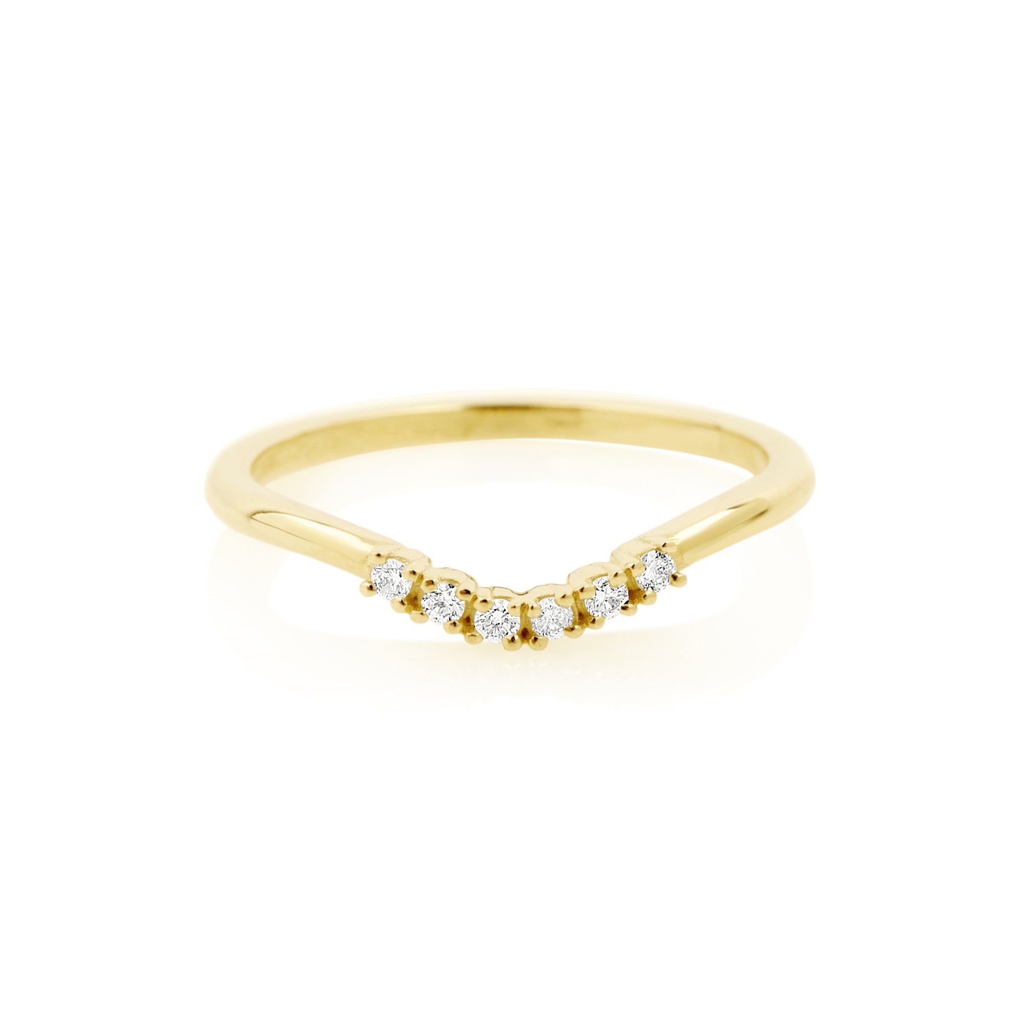 0.12 Carats Lab Grown Diamond Round Shape Curved Wedding Band