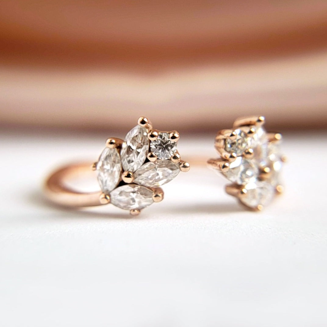 0.25 Carats Moissanite Round & Pear Shape Open Wedding Band